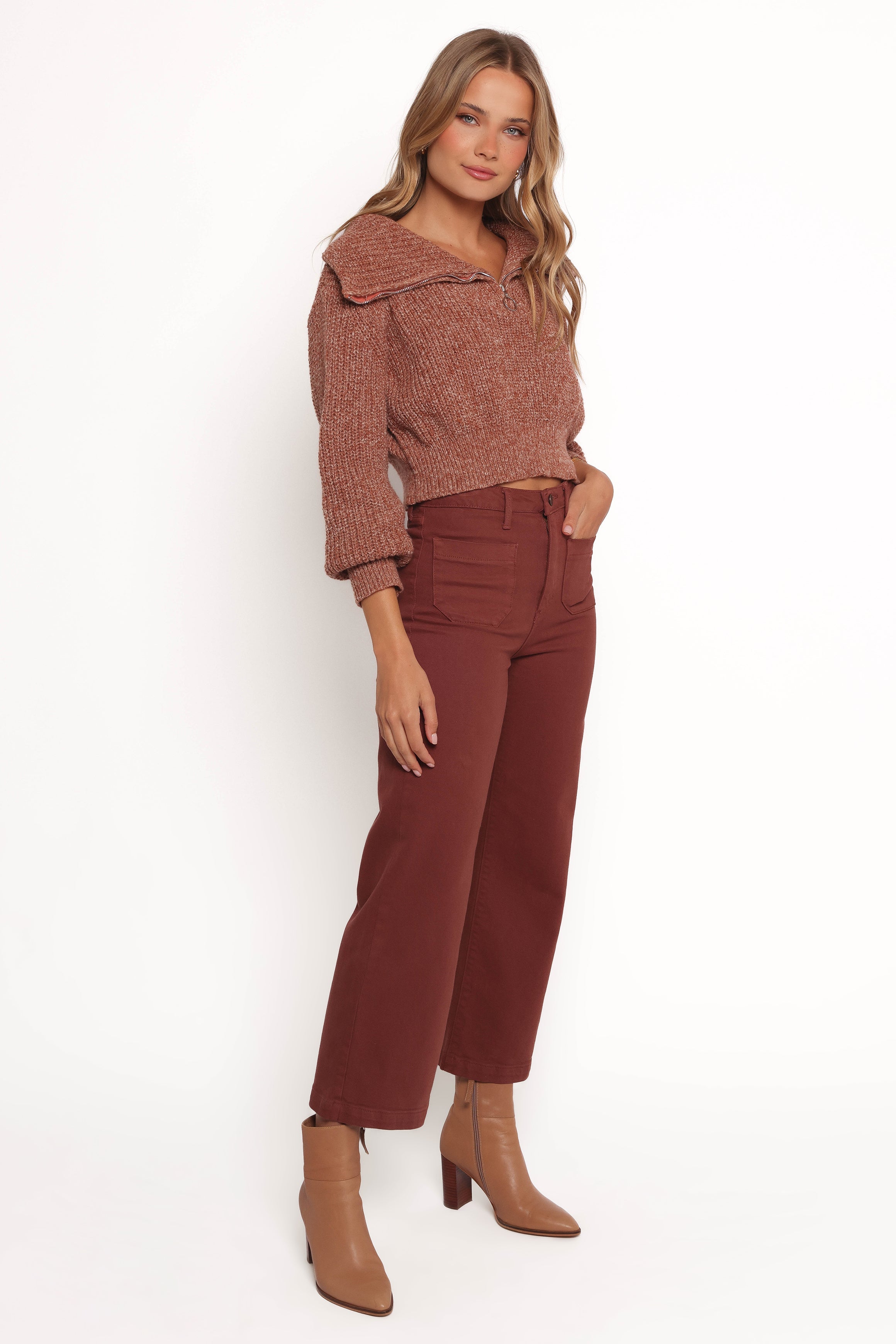 Noah High Waist Wide Leg Jeans in Bronze