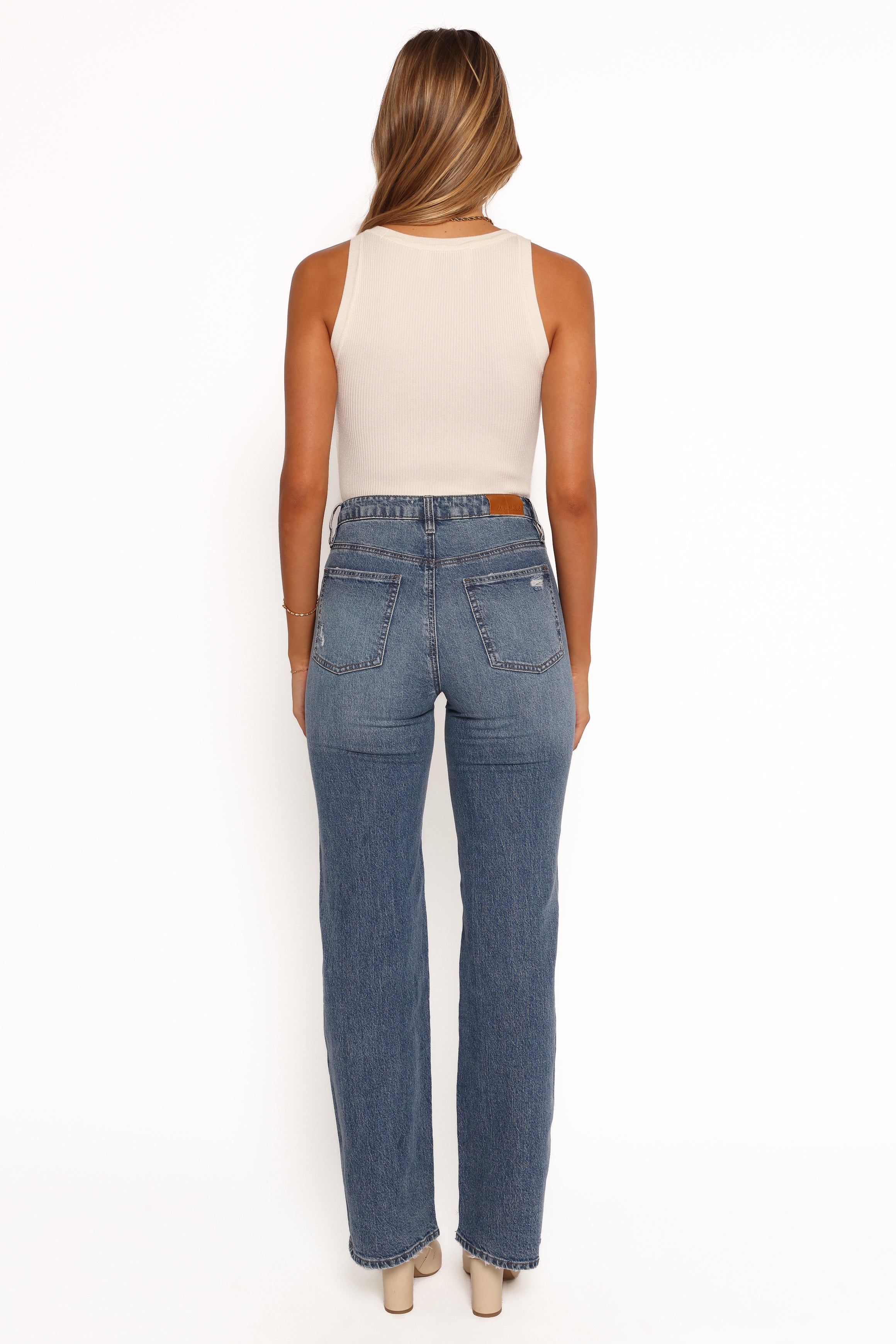 High Waisted Wide Leg Jeans - Jolene 100% Cotton Straight Fit