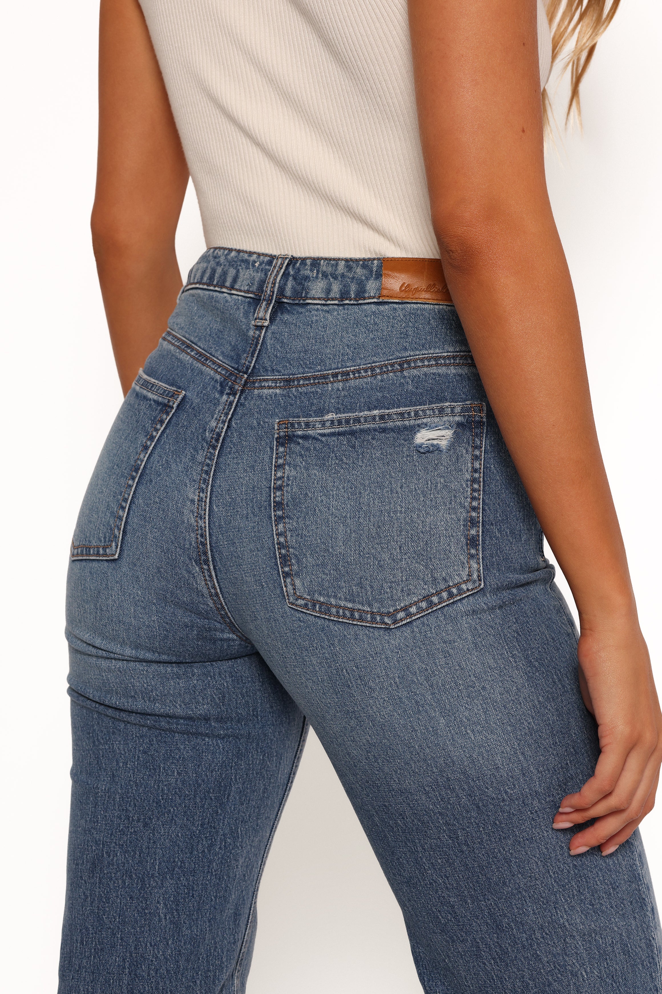 High Waisted Wide Leg Jeans - Jolene 100% Cotton Straight Fit