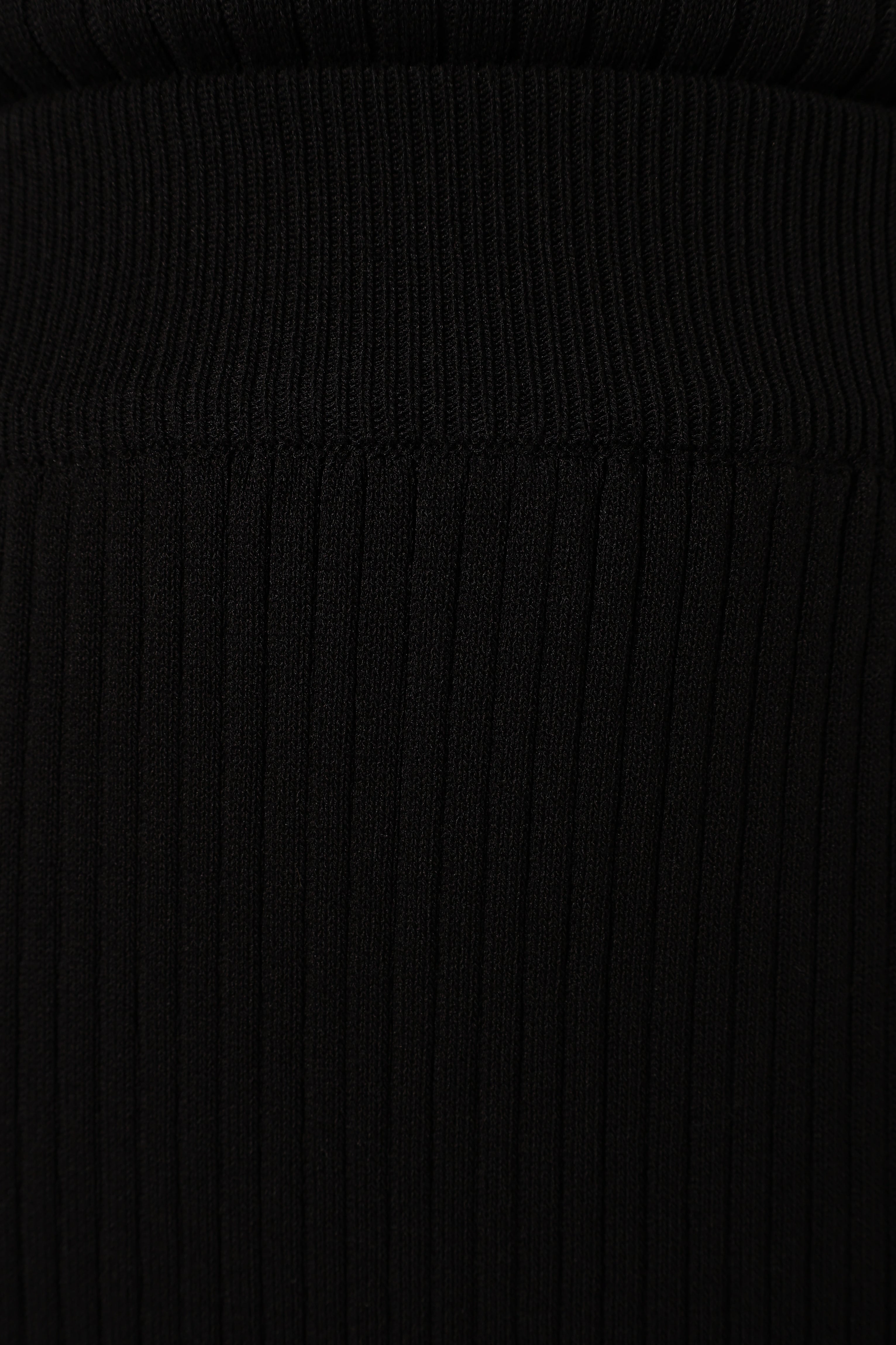 Black Knitted Top & Skirt Set - Cameron Women's Outfit with V-Neck & Elastic Waistband