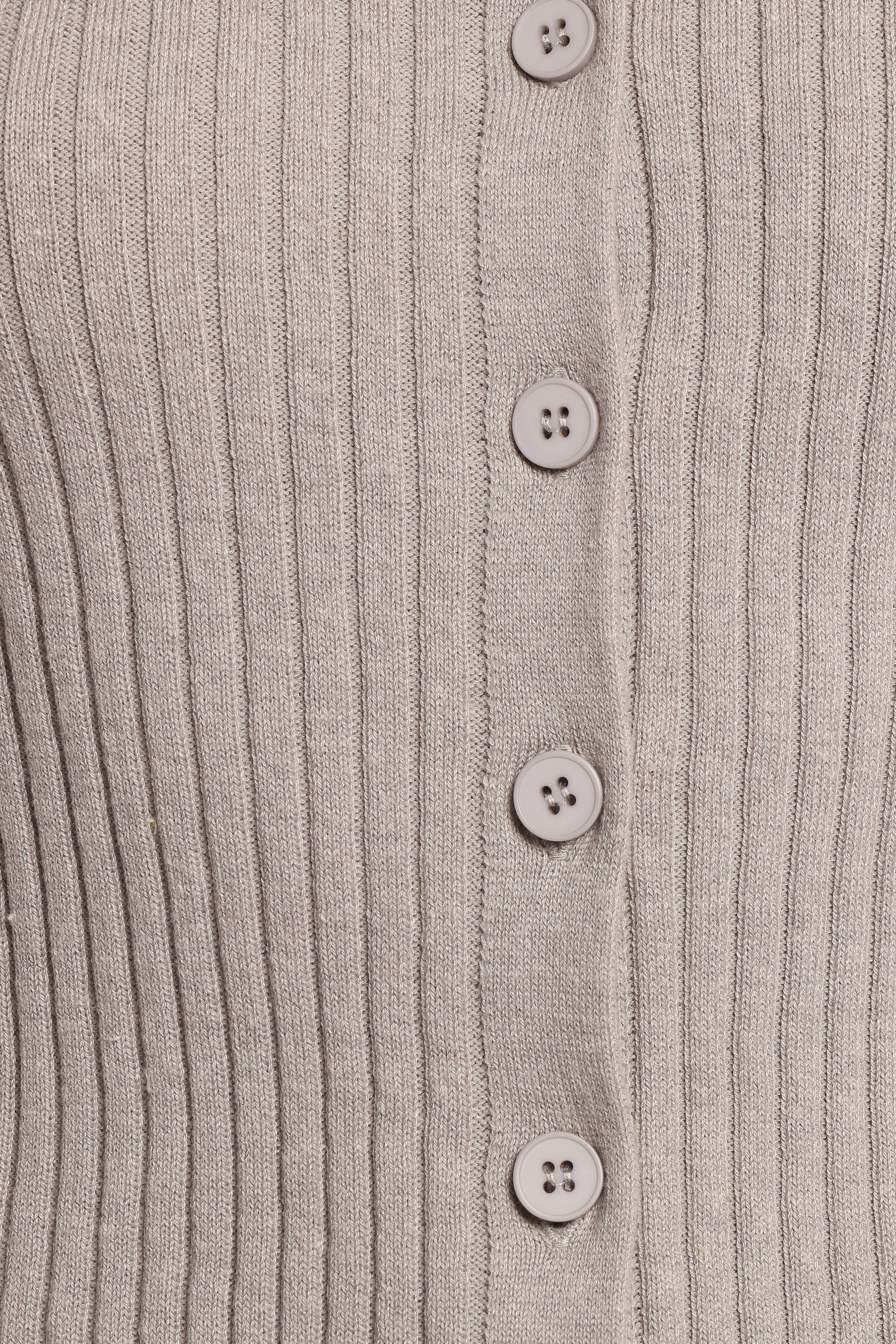 Searie Ribbed Knit Cardigan - V Neck Button Front Top Grey