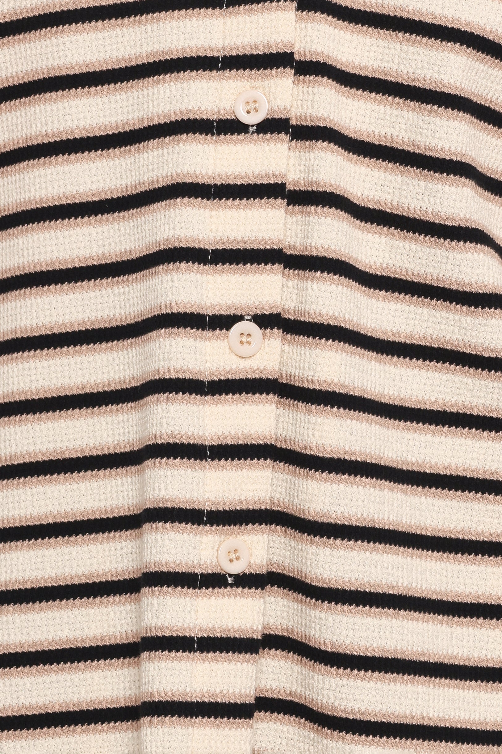 Alden Cotton Knit Top & Shorts Set - Beige Black Stripe