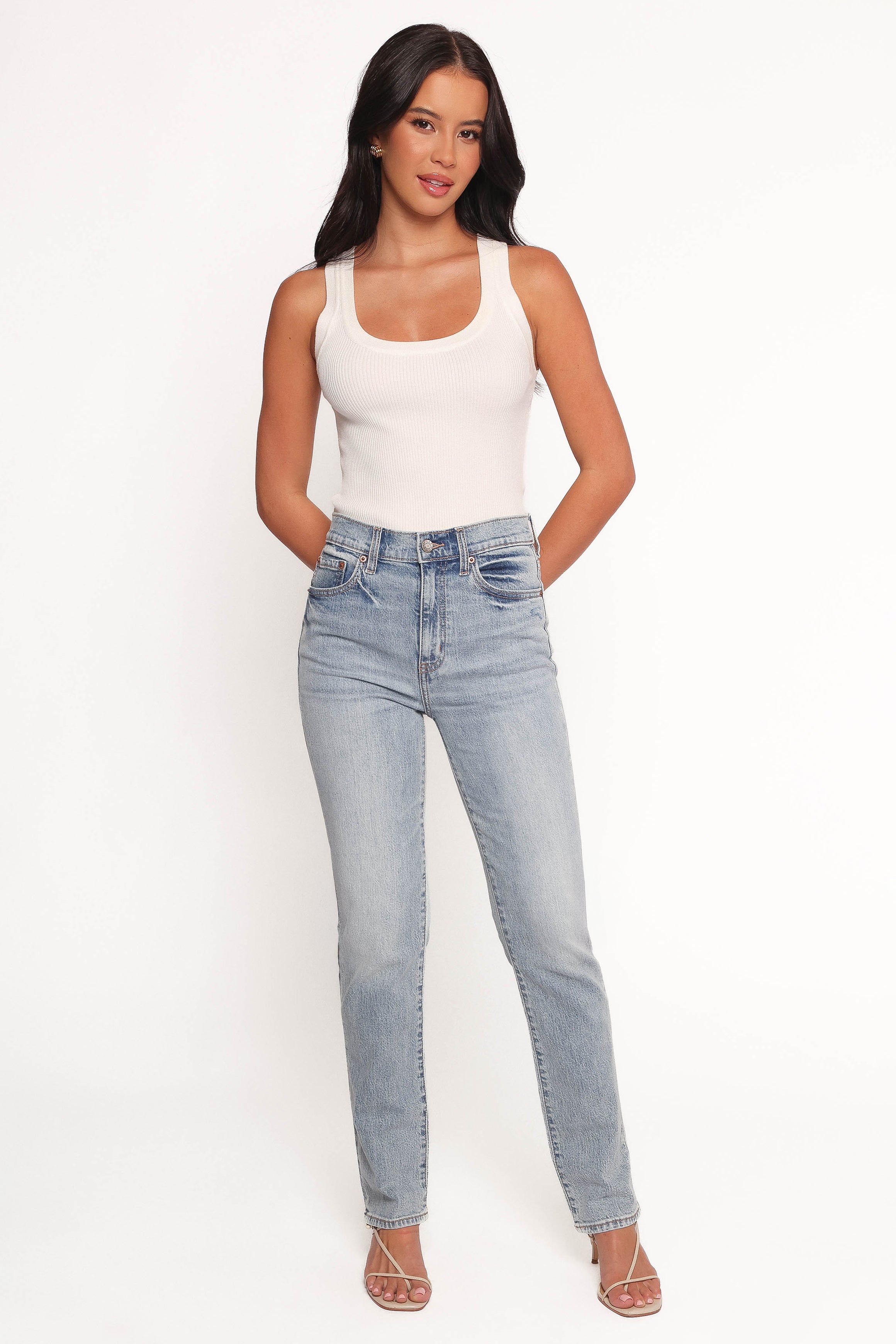 Smarty Pants High Rise Slim Jeans in Light Blue Wash