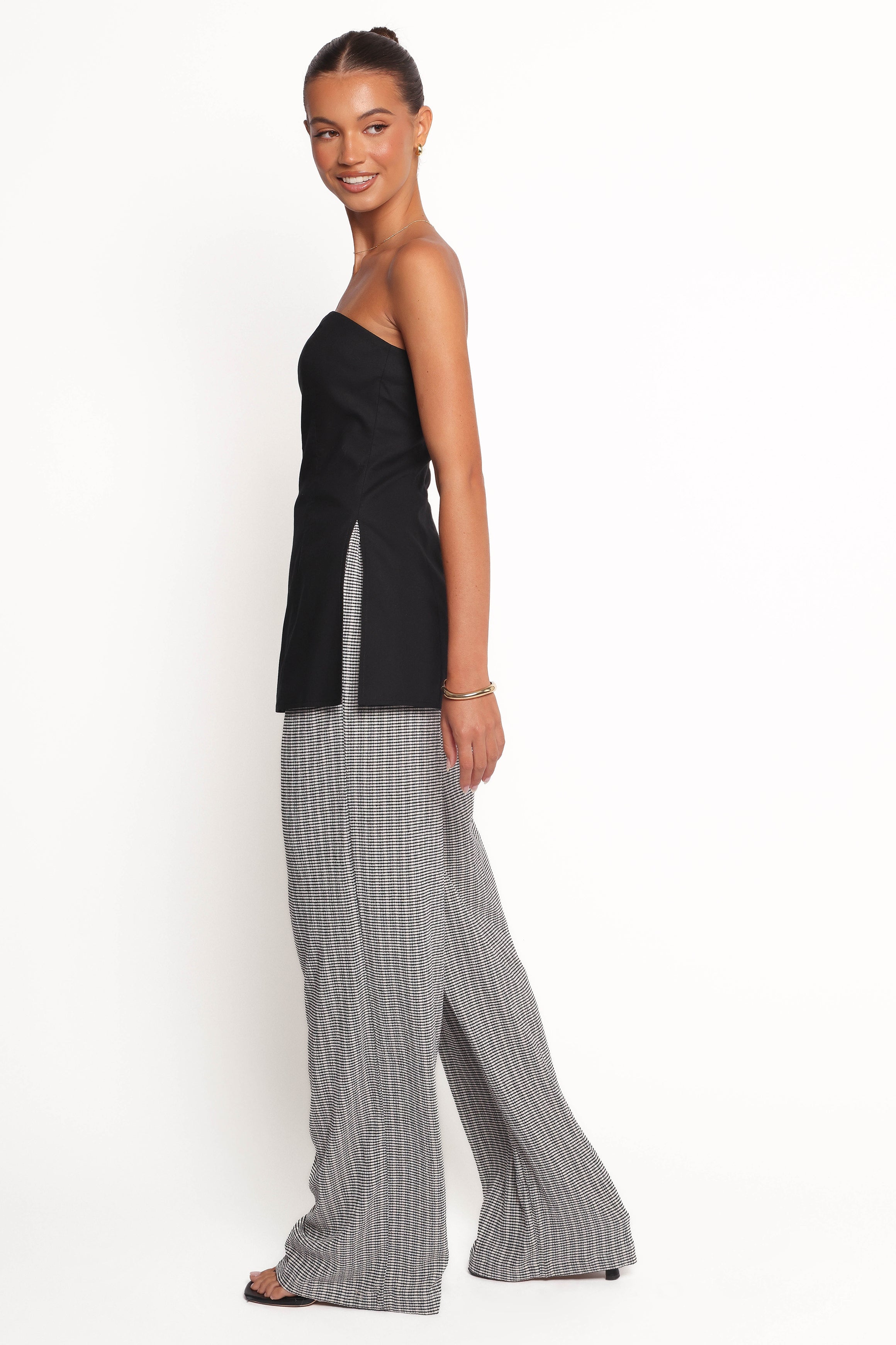 Black Strapless Cotton-Linen Top - Giovana Elegant Design