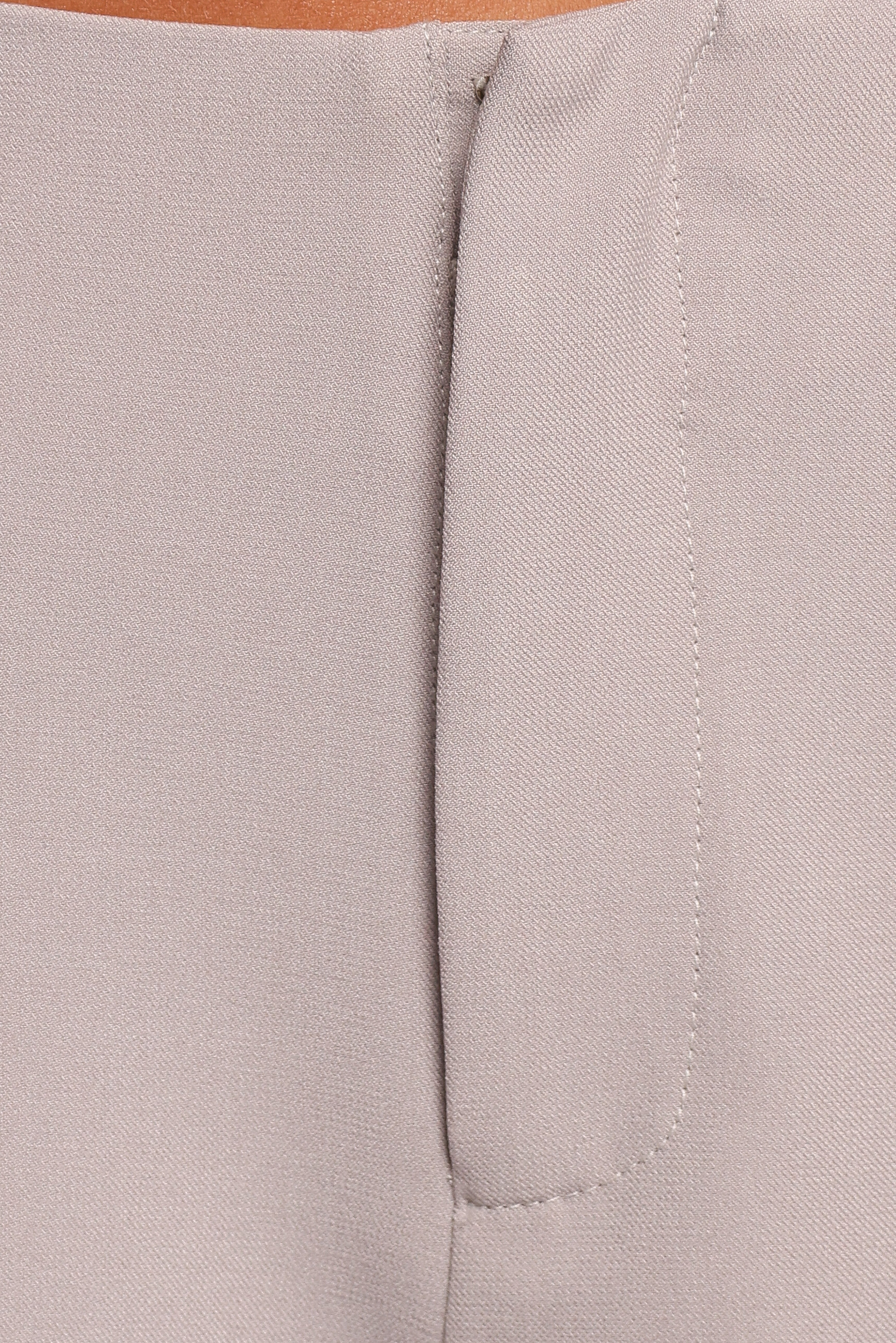 High-Rise Straight Leg Kernie Pants - Light Grey Polyester Blend