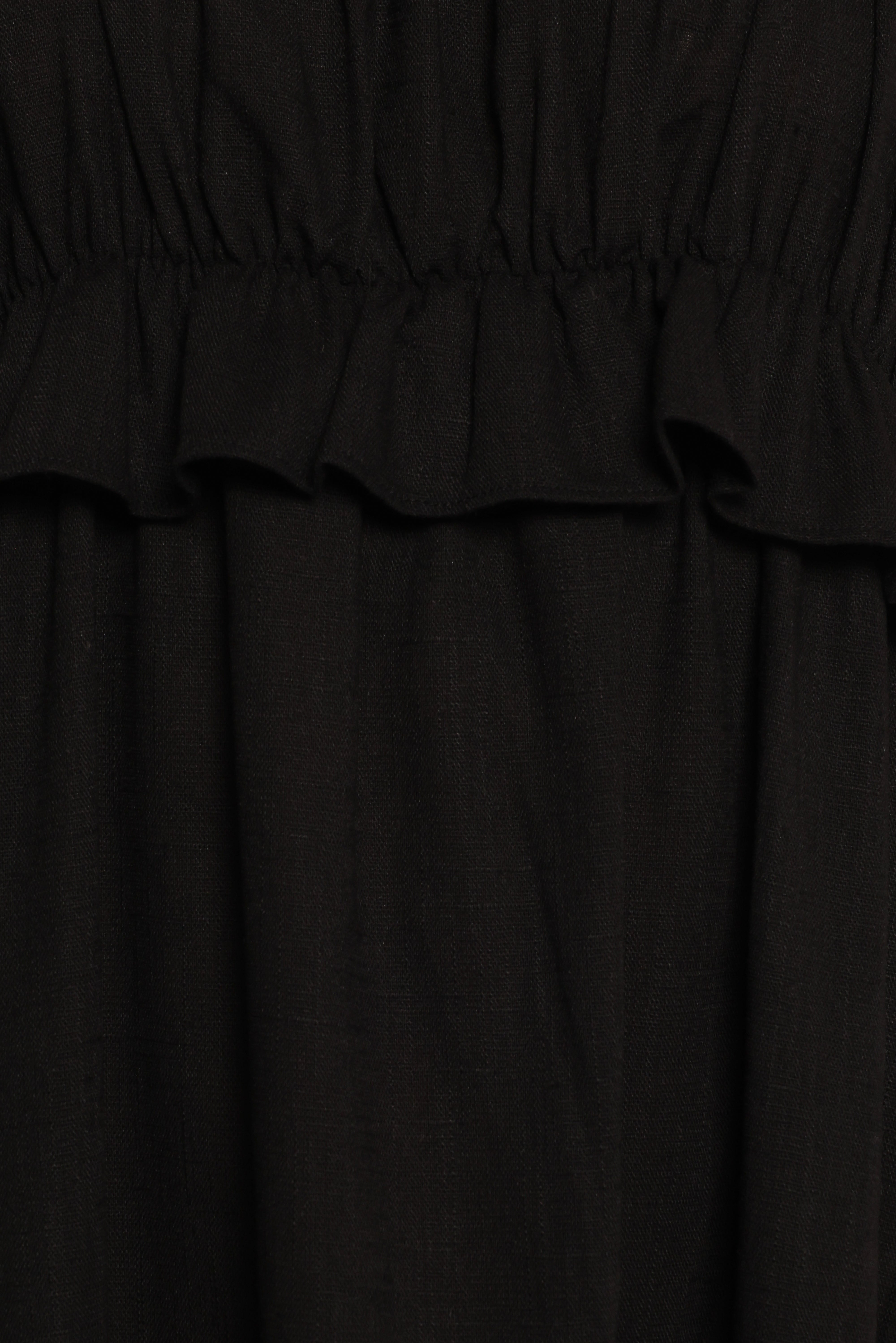 Black Ross Frill Strap Maxi Dress with Square Neckline