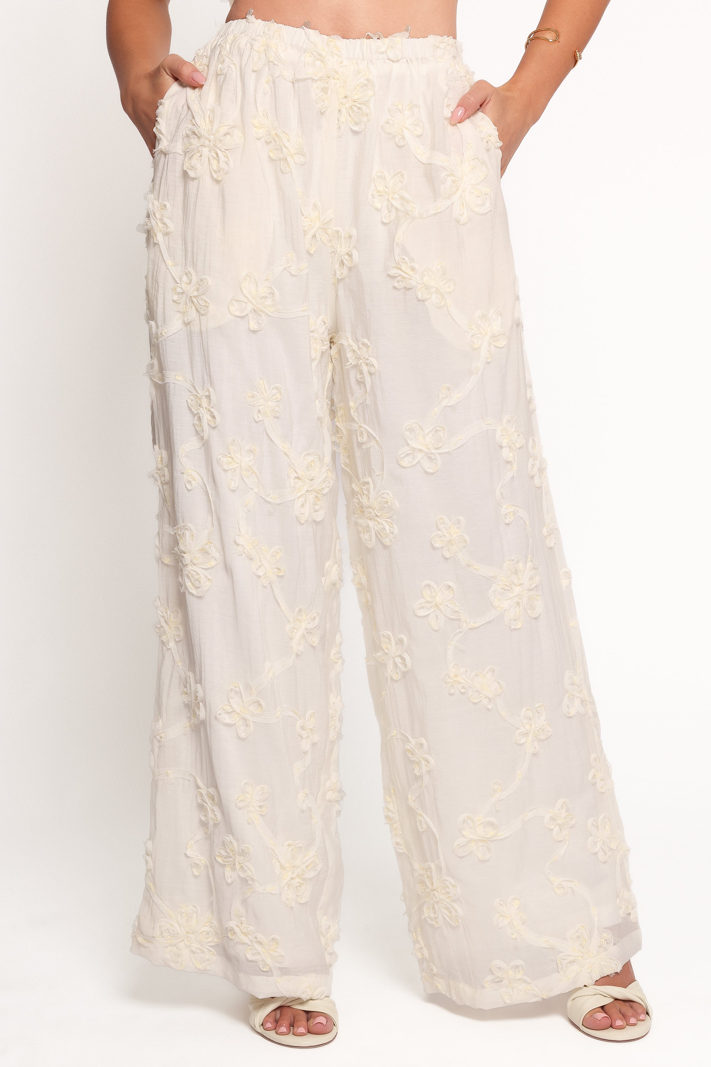 White High Waisted Flowy Wide Leg Pants - Robin Pants