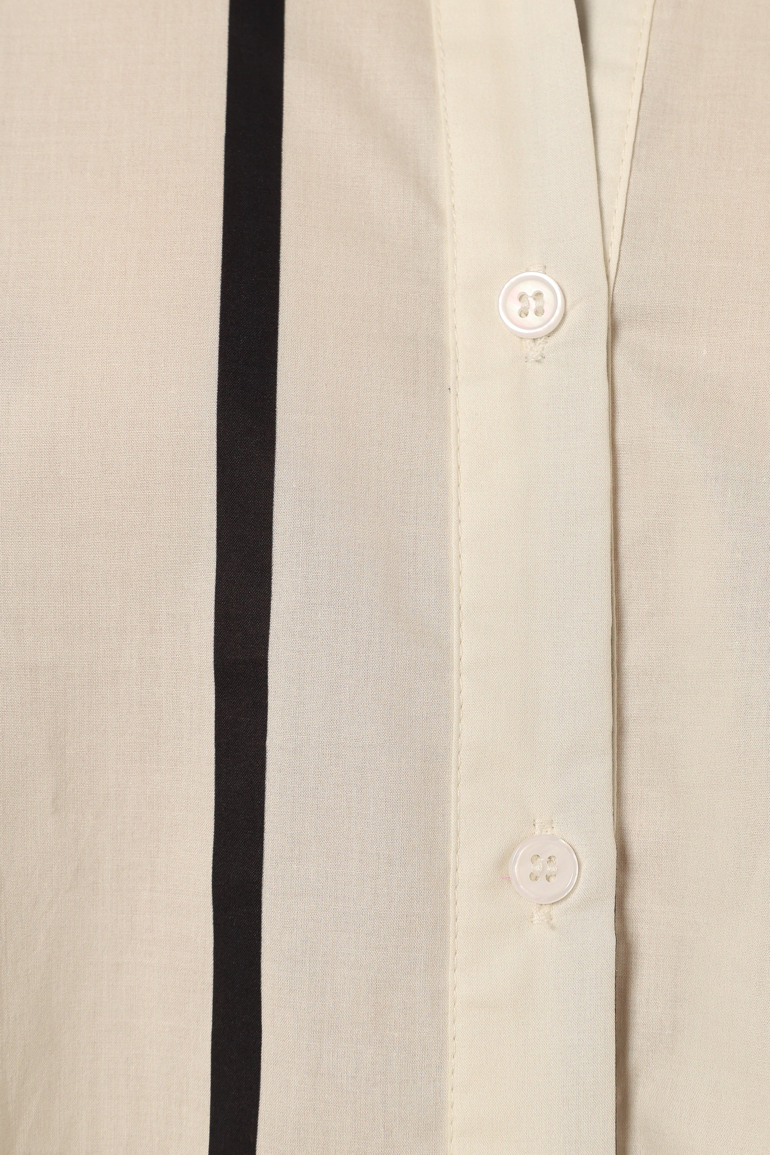 Silvia Cotton Button Down Shirt - Cream Stripe Relaxed Fit