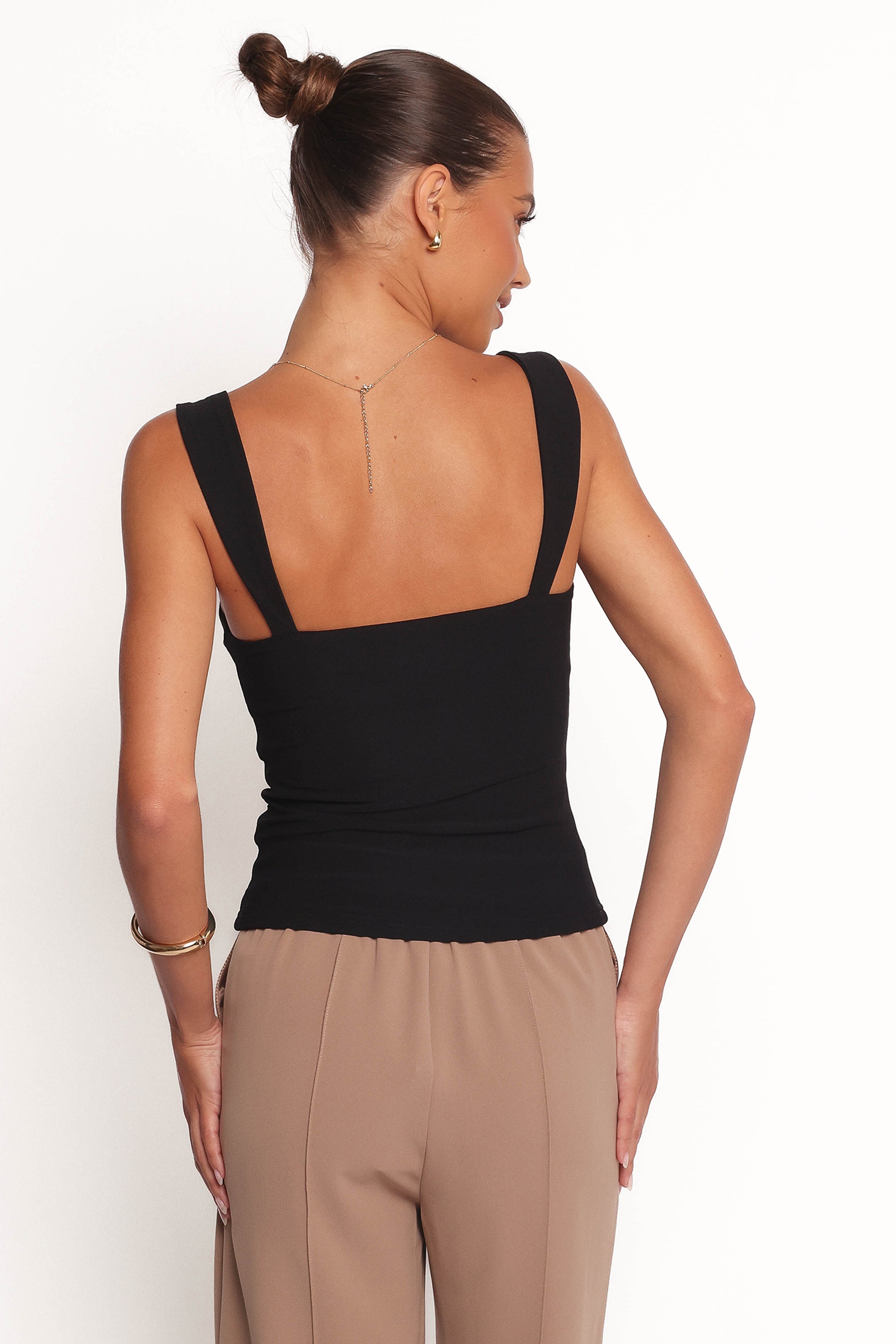 Marley Black Bow Knit Top with Square Neckline
