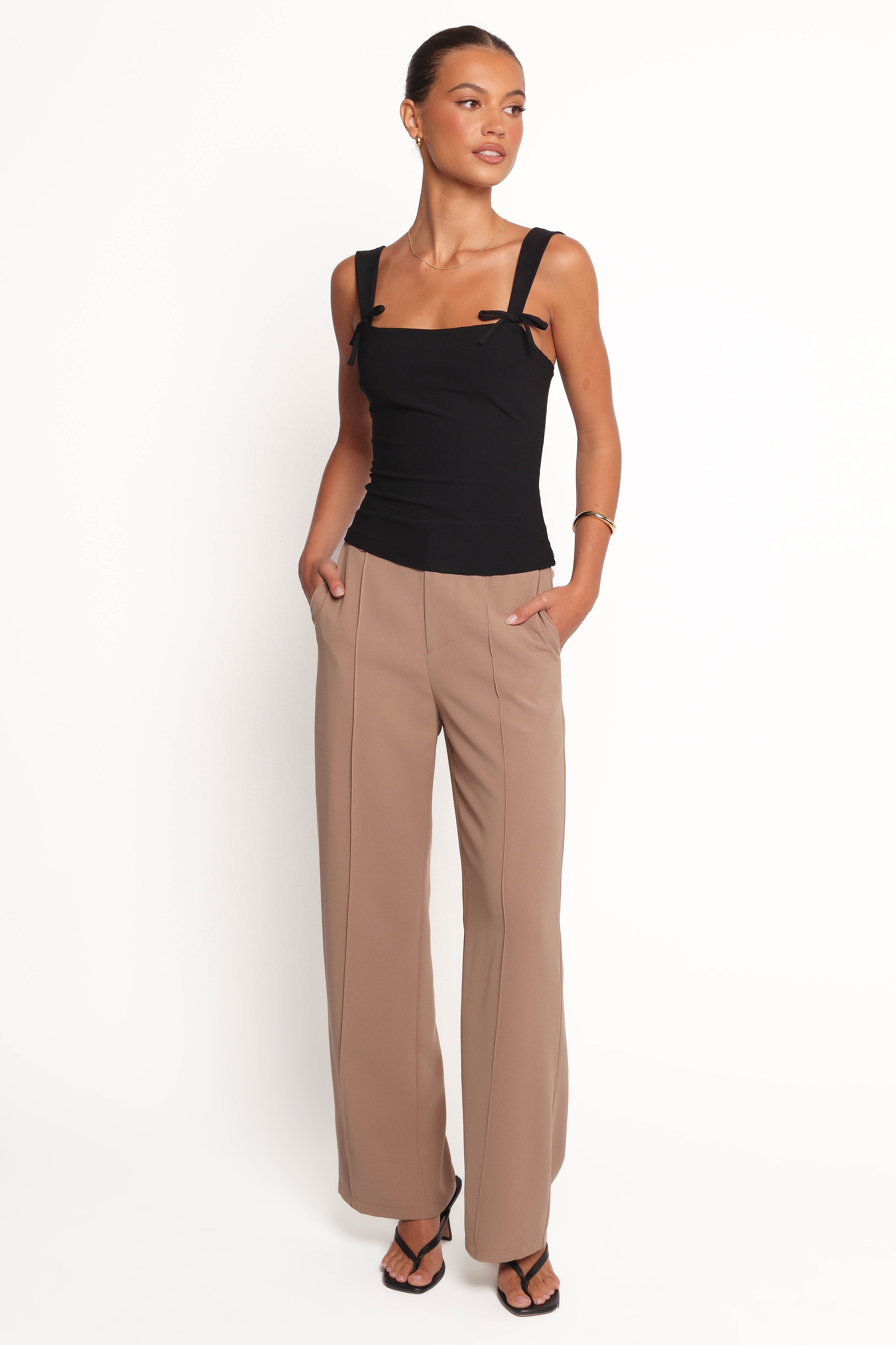 Marley Black Bow Knit Top with Square Neckline
