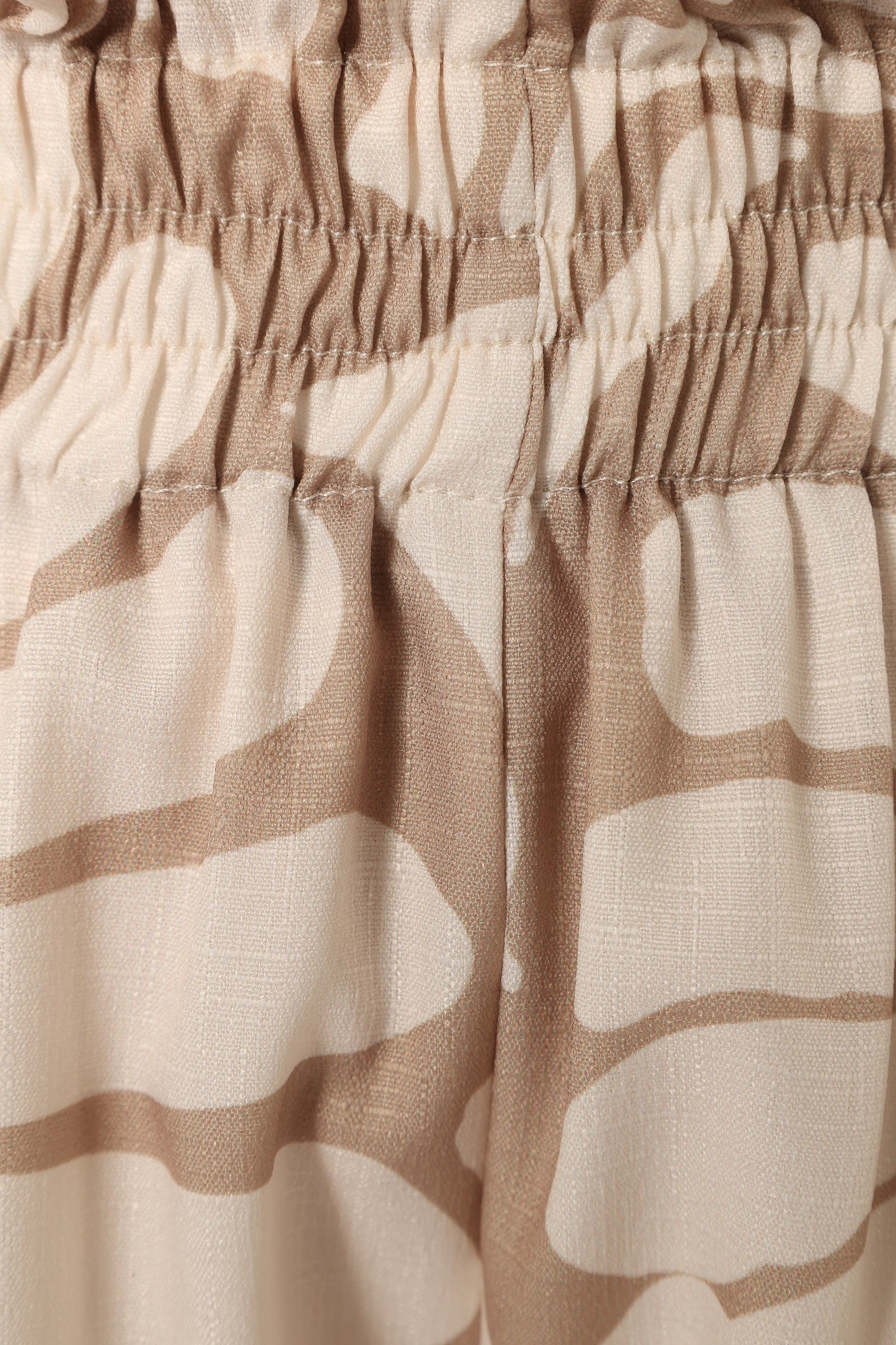 Women's Gretel Short Set - Beige White One Shoulder Asymmetric Outfit