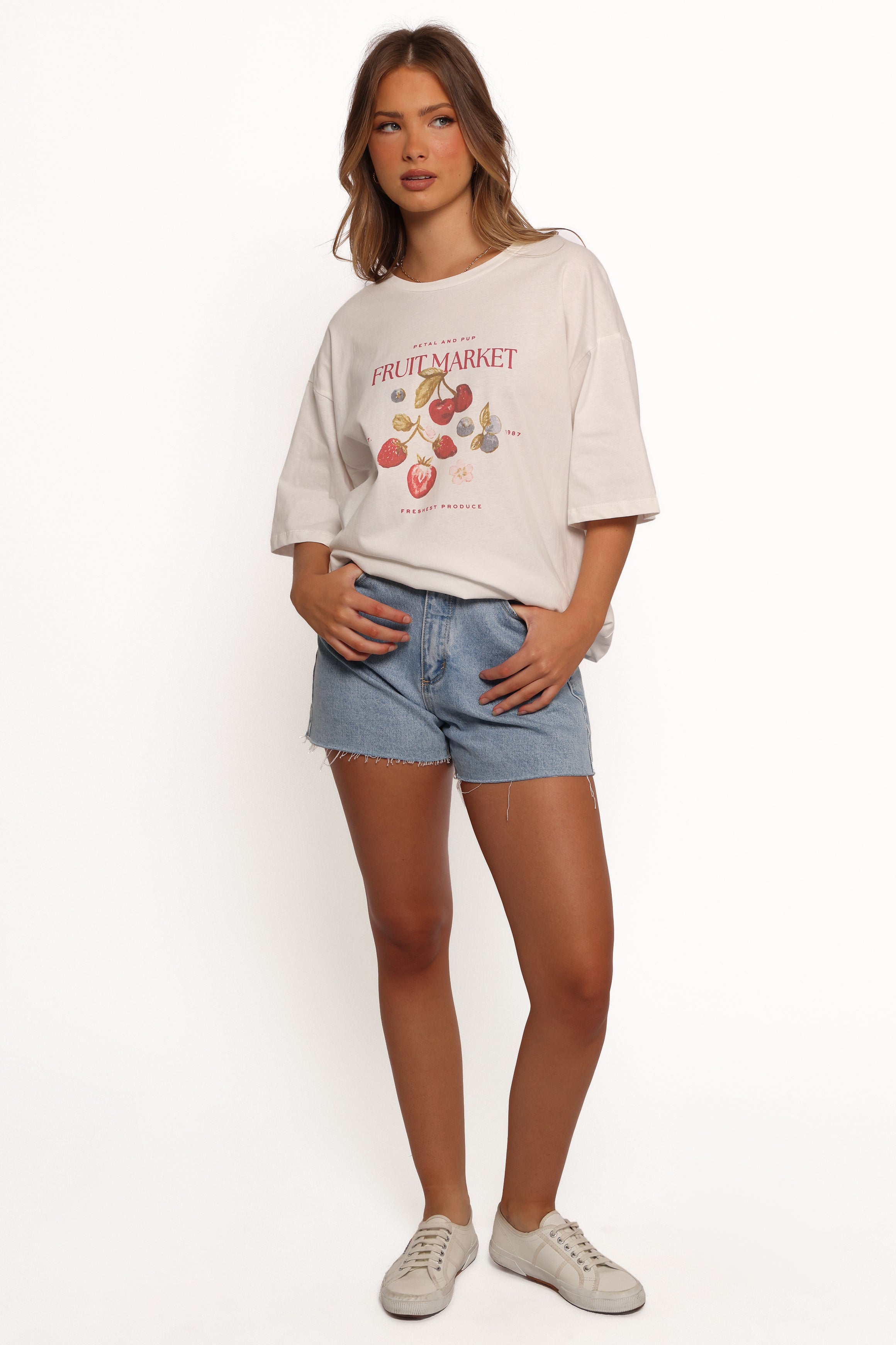 Fruit Graphic Oversized Cotton Tee - White Loa T-Shirt