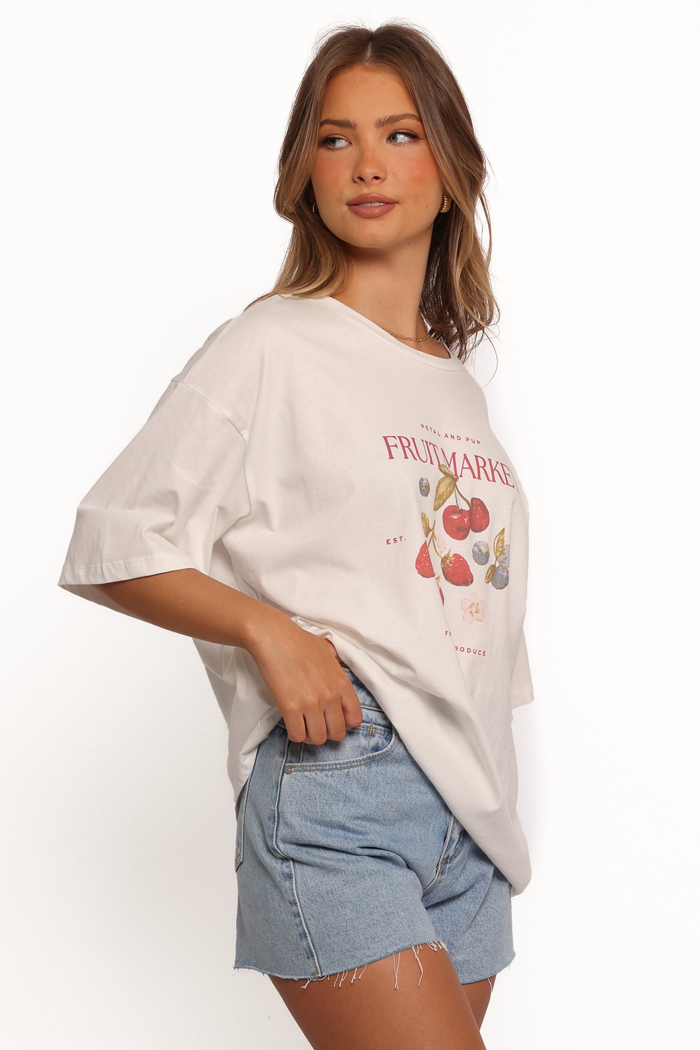 Fruit Graphic Oversized Cotton Tee - White Loa T-Shirt