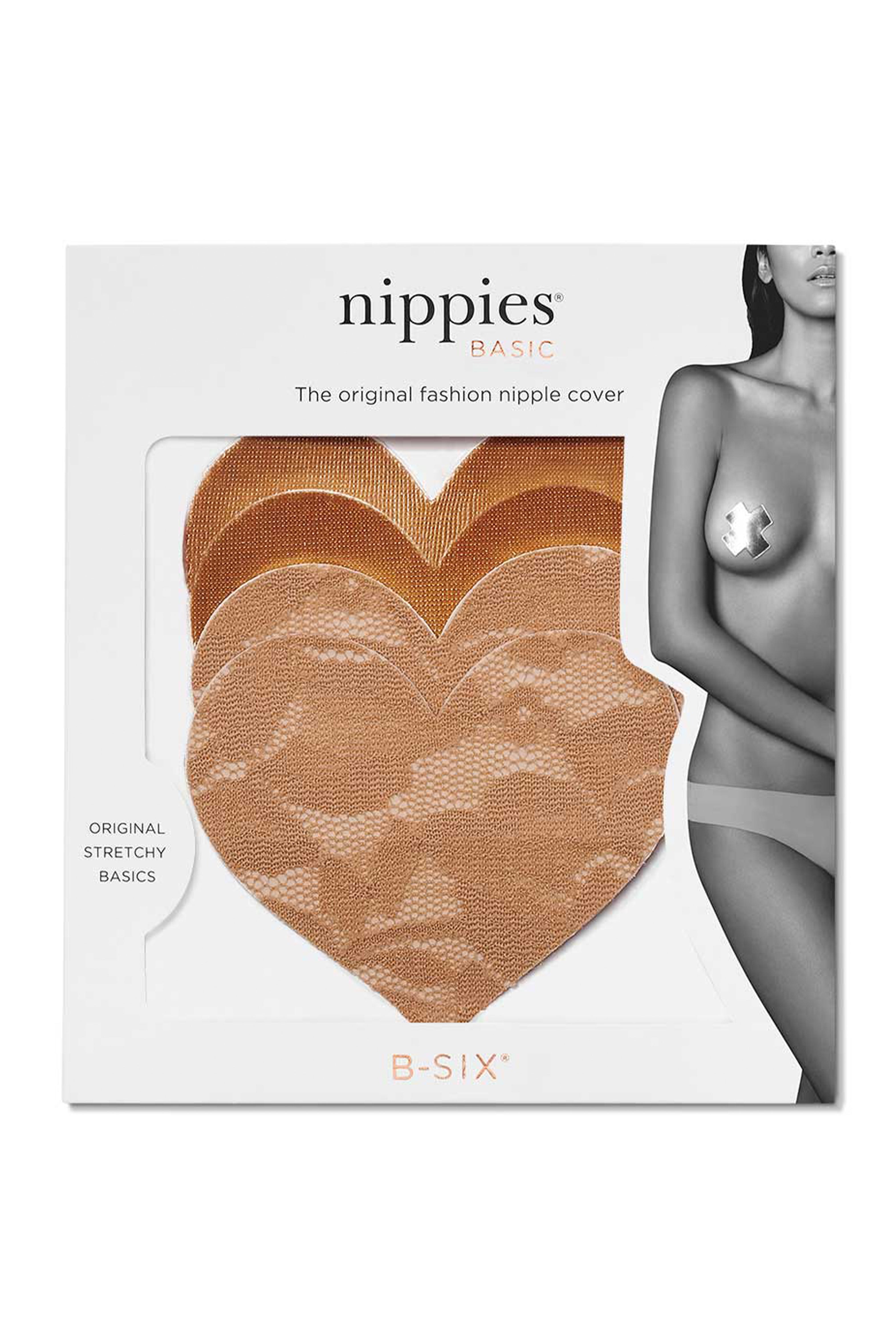 Nippies Basics Adhesive Nipple Covers - Heart Shape, Caramel, Water Resistant