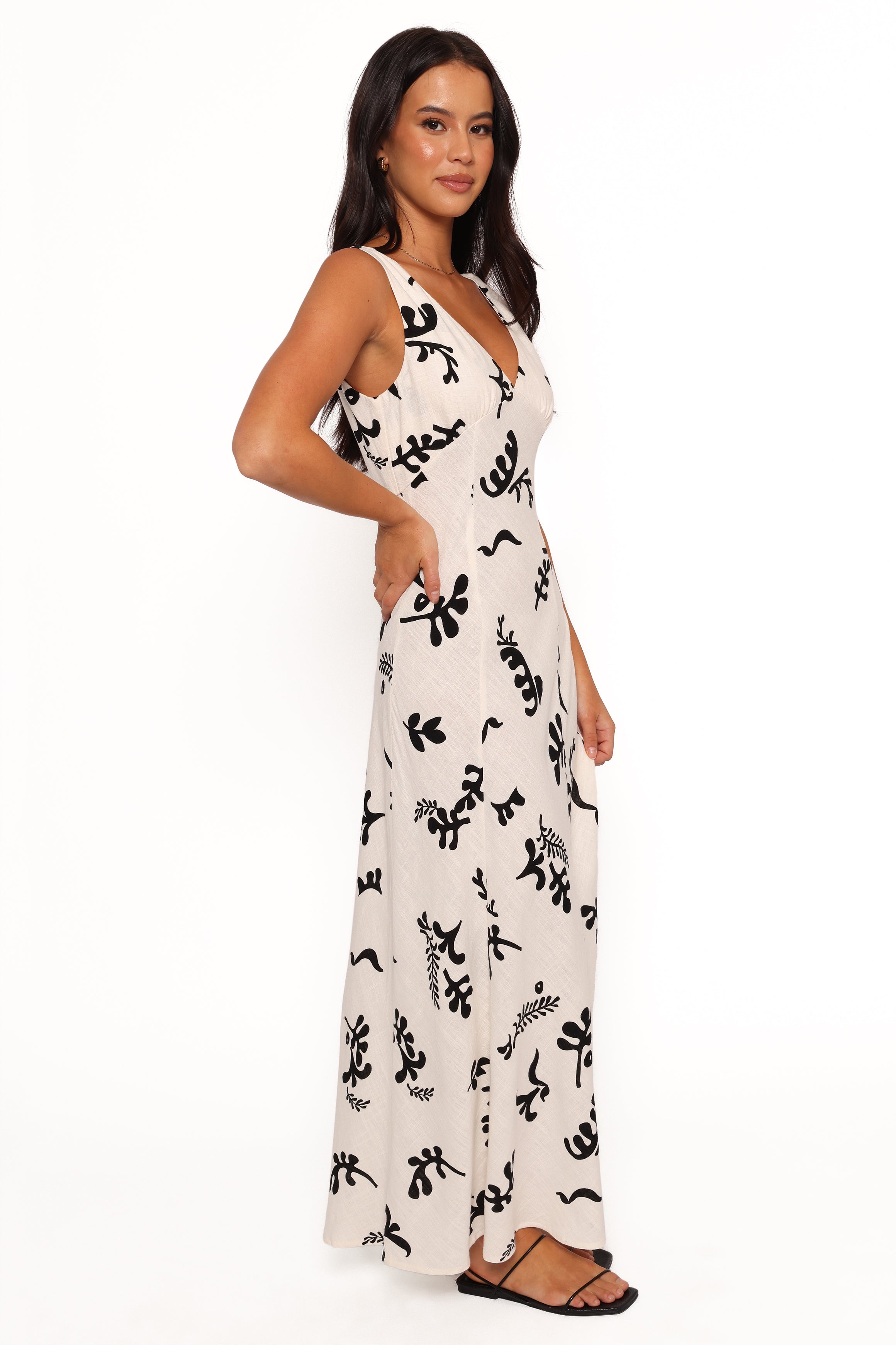 Floral Print Tulsi Midi Dress - Sleeveless V-Neck Summer Dress