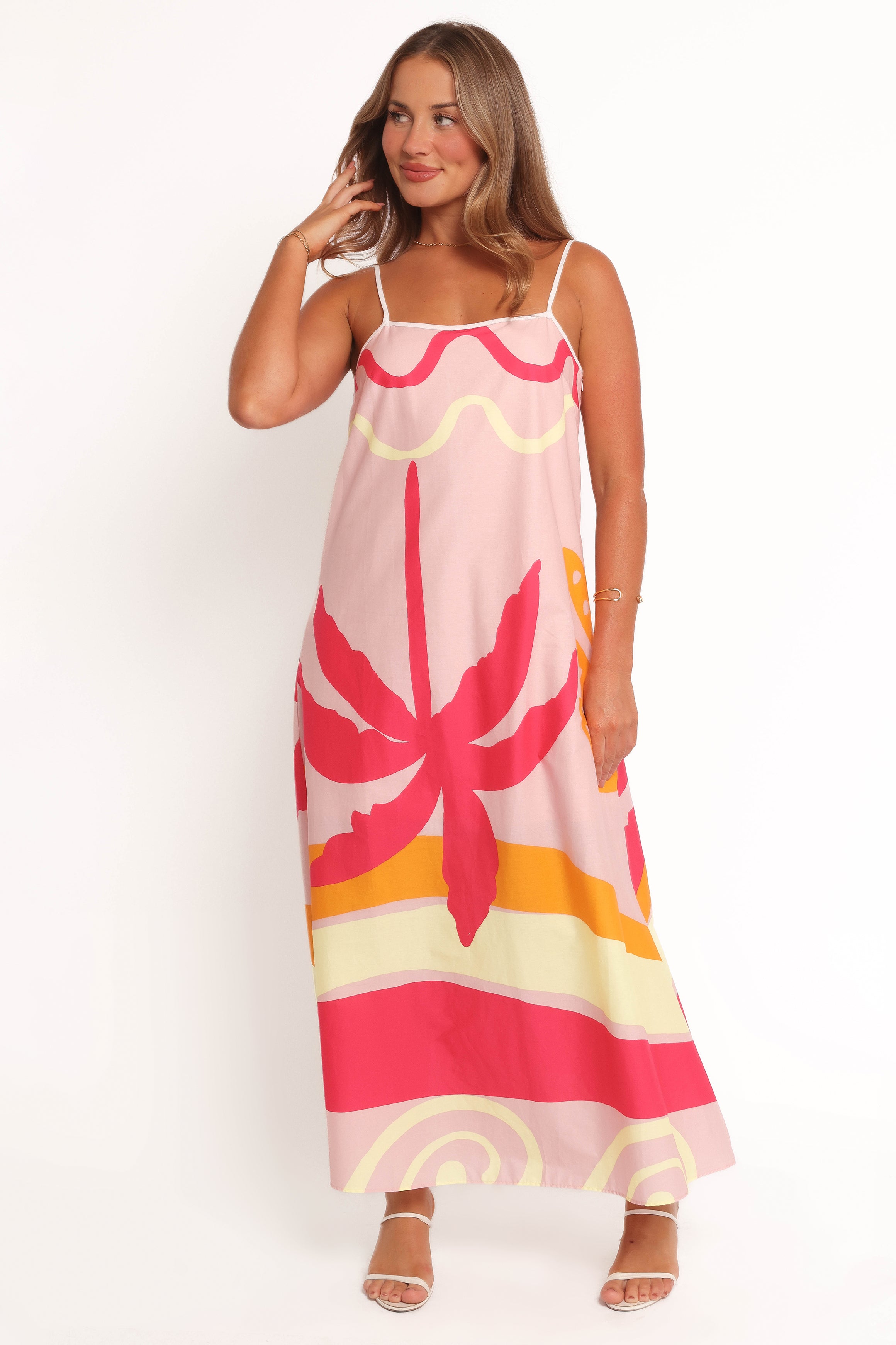 Sofia Cotton Maxi Dress with Square Neckline & Back Tie Detail