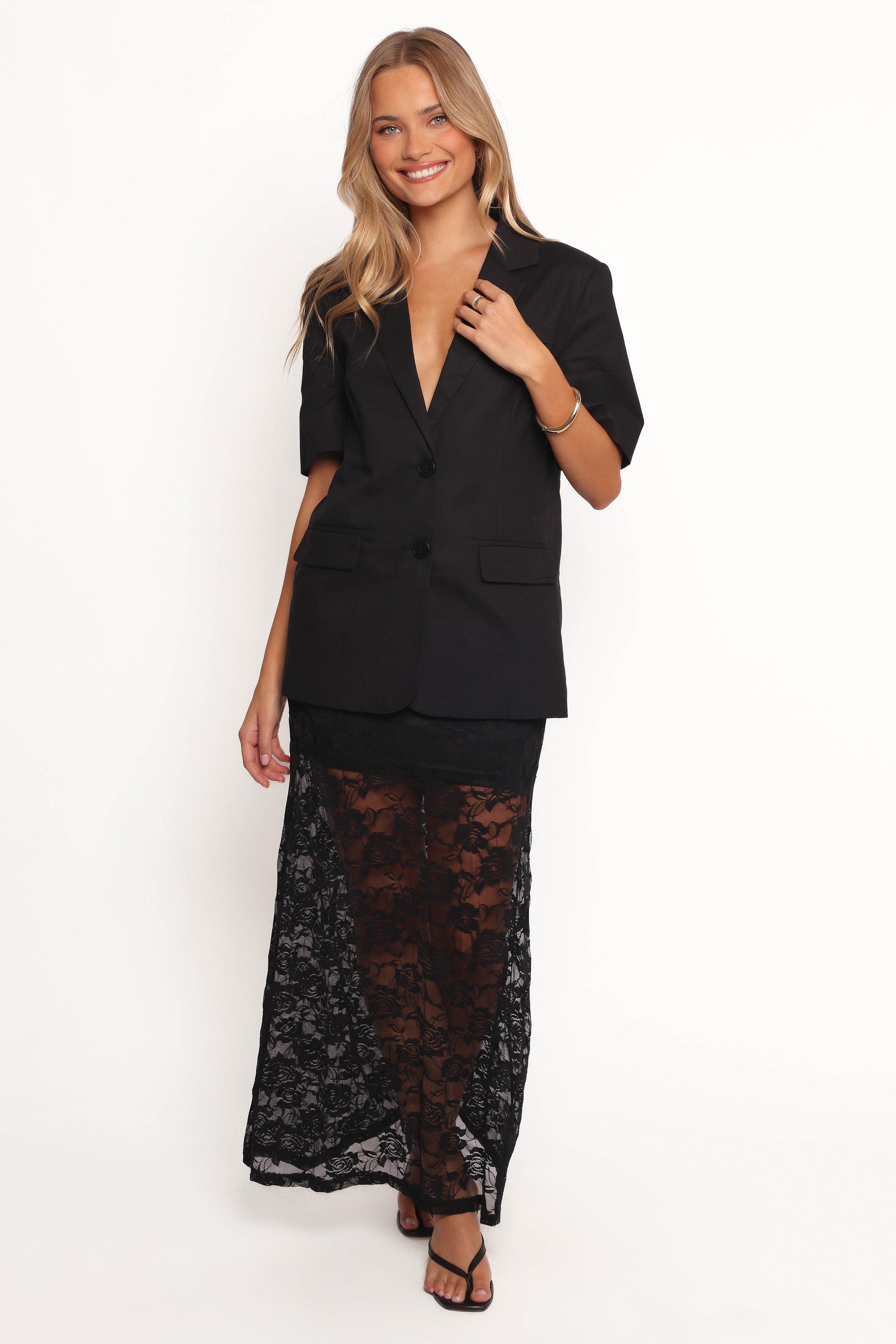 Laken Floral Lace Maxi Skirt - Black Sheer Elegance