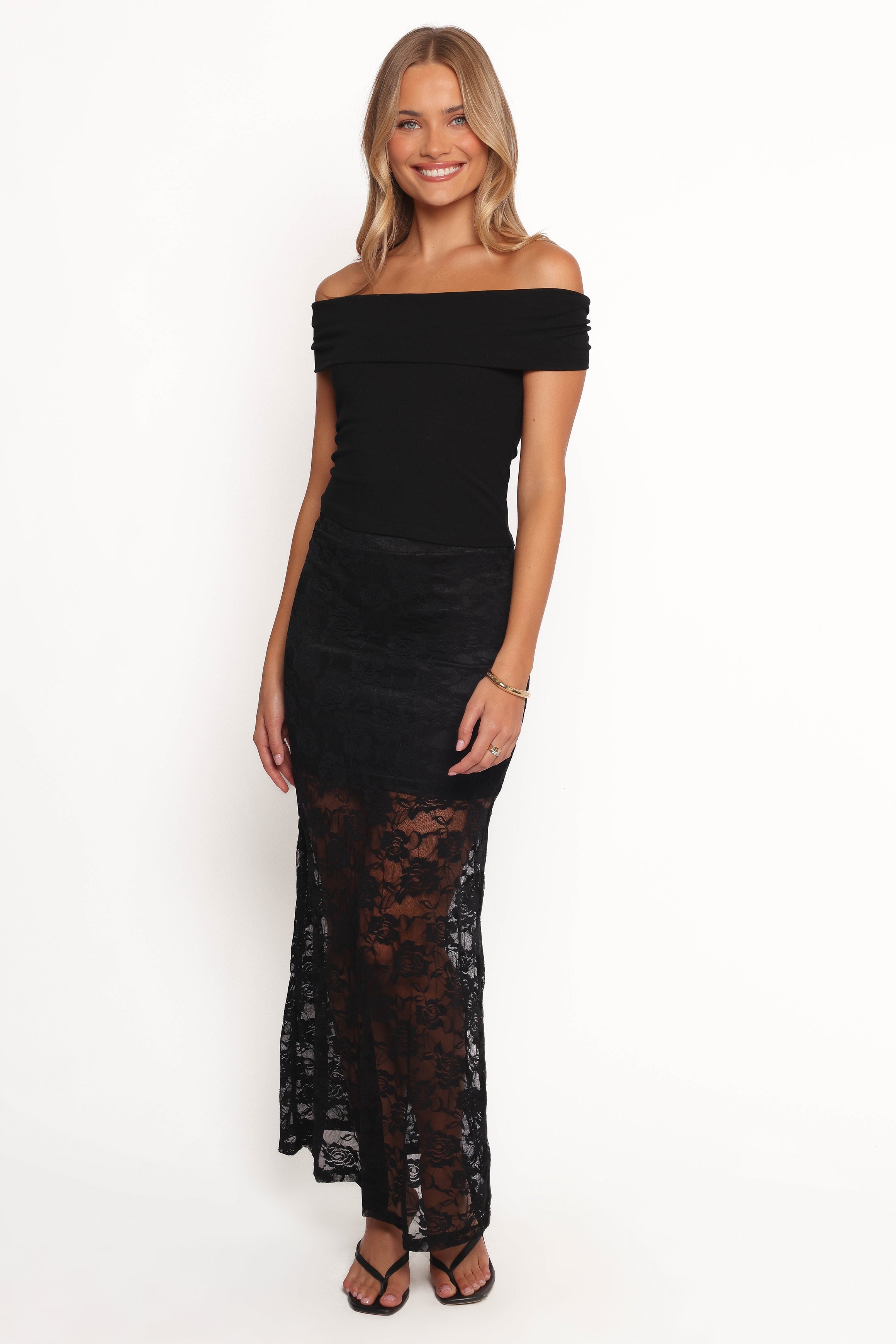 Laken Floral Lace Maxi Skirt - Black Sheer Elegance