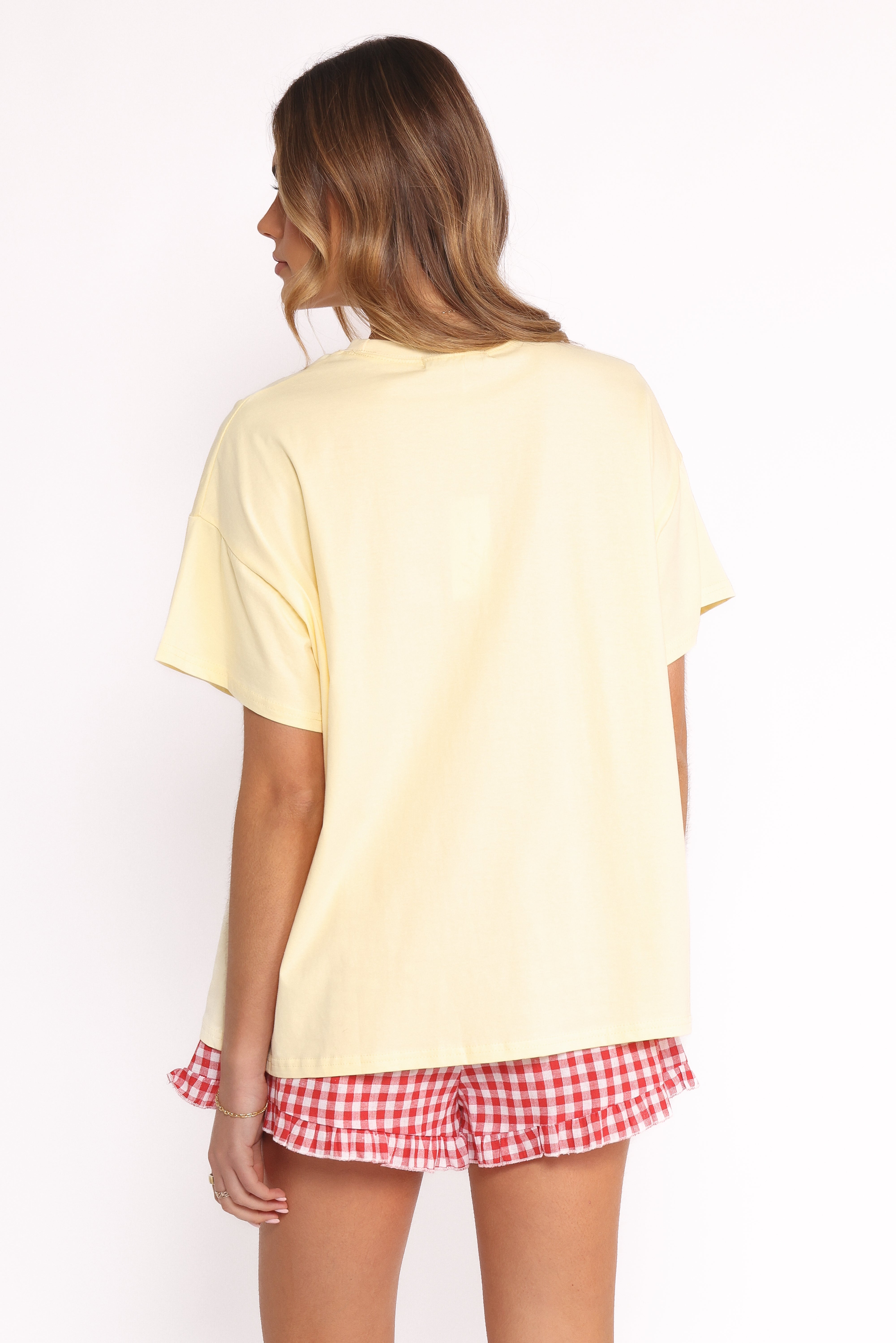 Daphne Cotton Gingham Short Set - Oversized Tee & High Waist Shorts