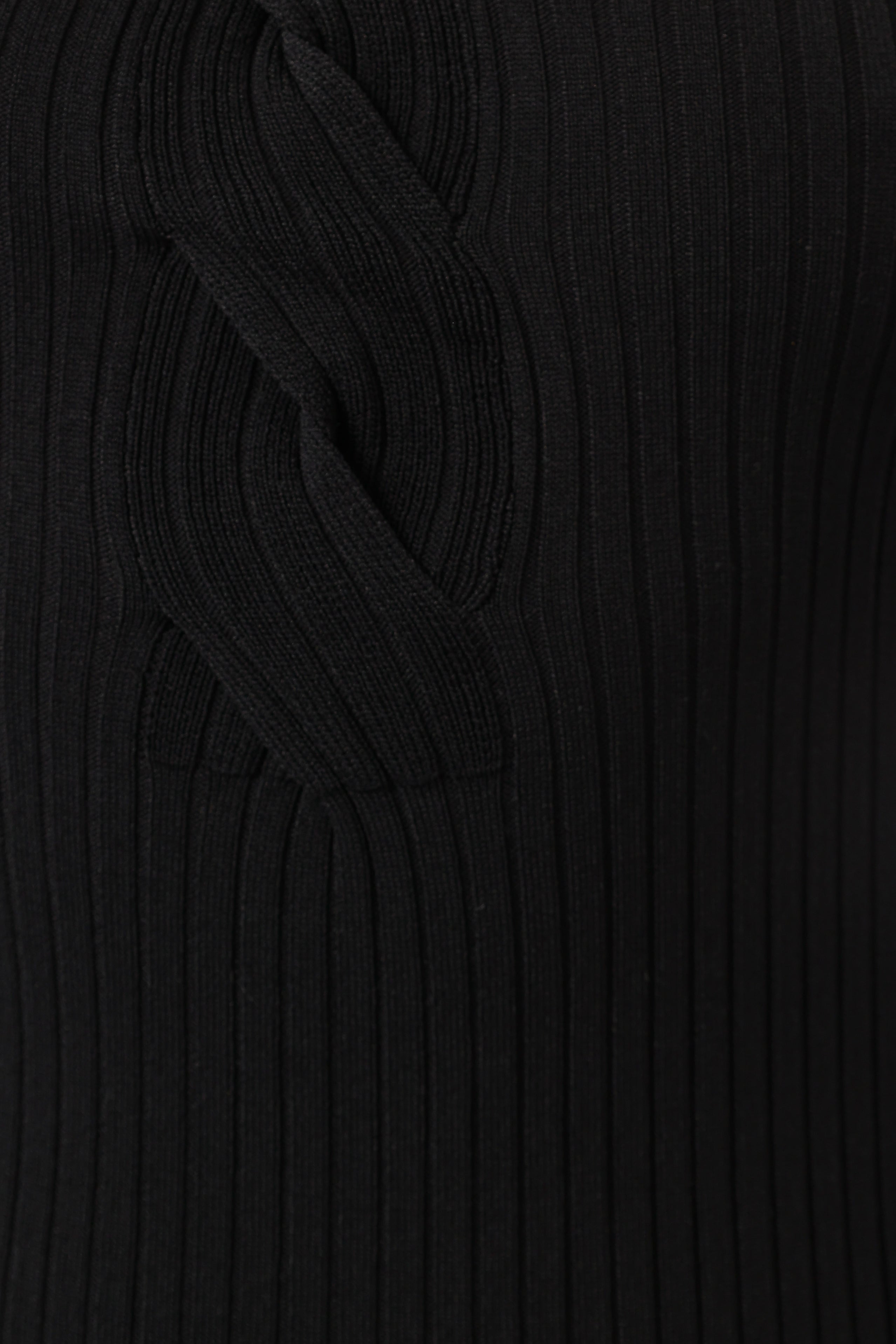 Easton Black V-Neck Ribbed Knit Maxi Dress with Twist Detail