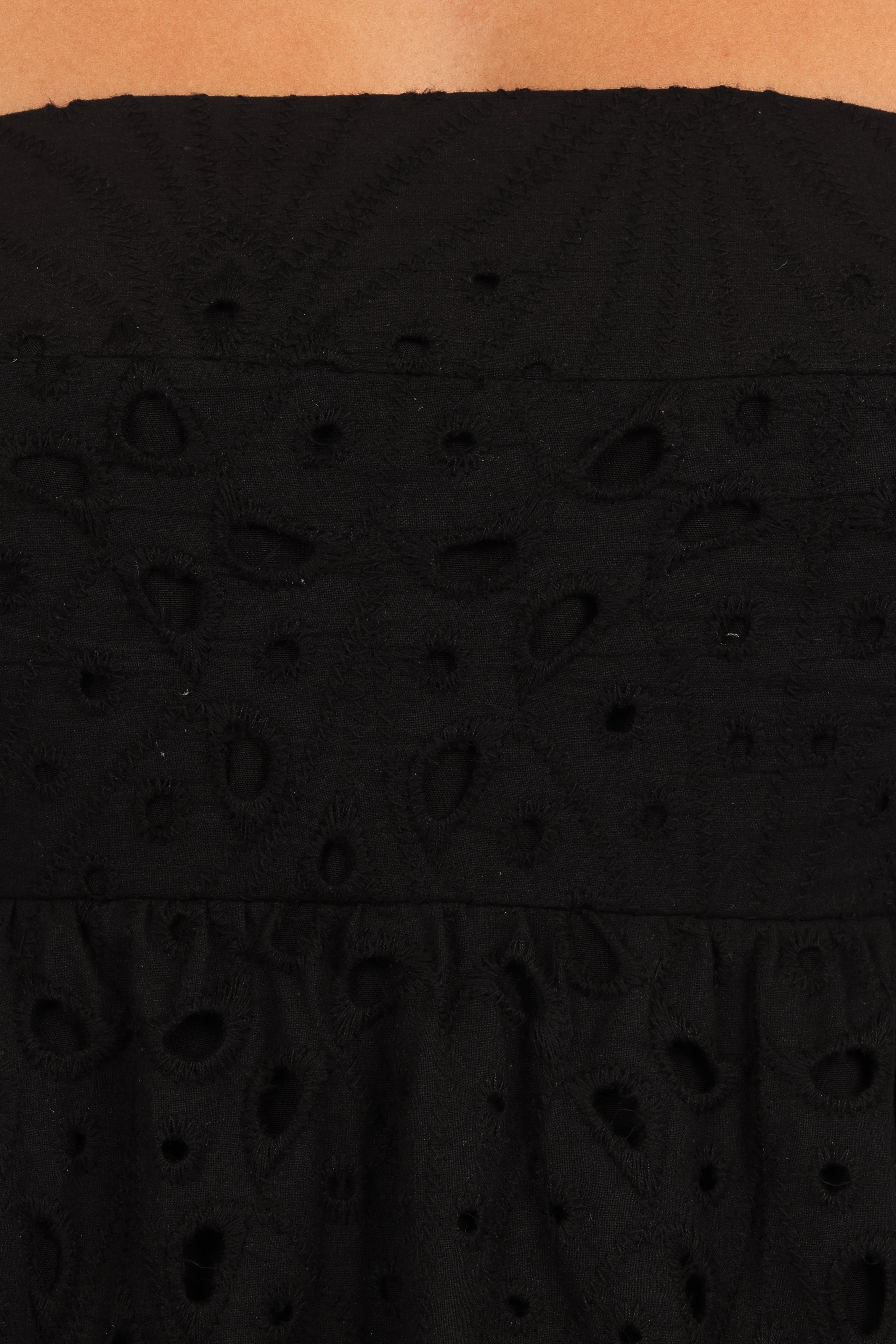 Sevara Black Midi Dress - Baby Doll Style with Square Neckline