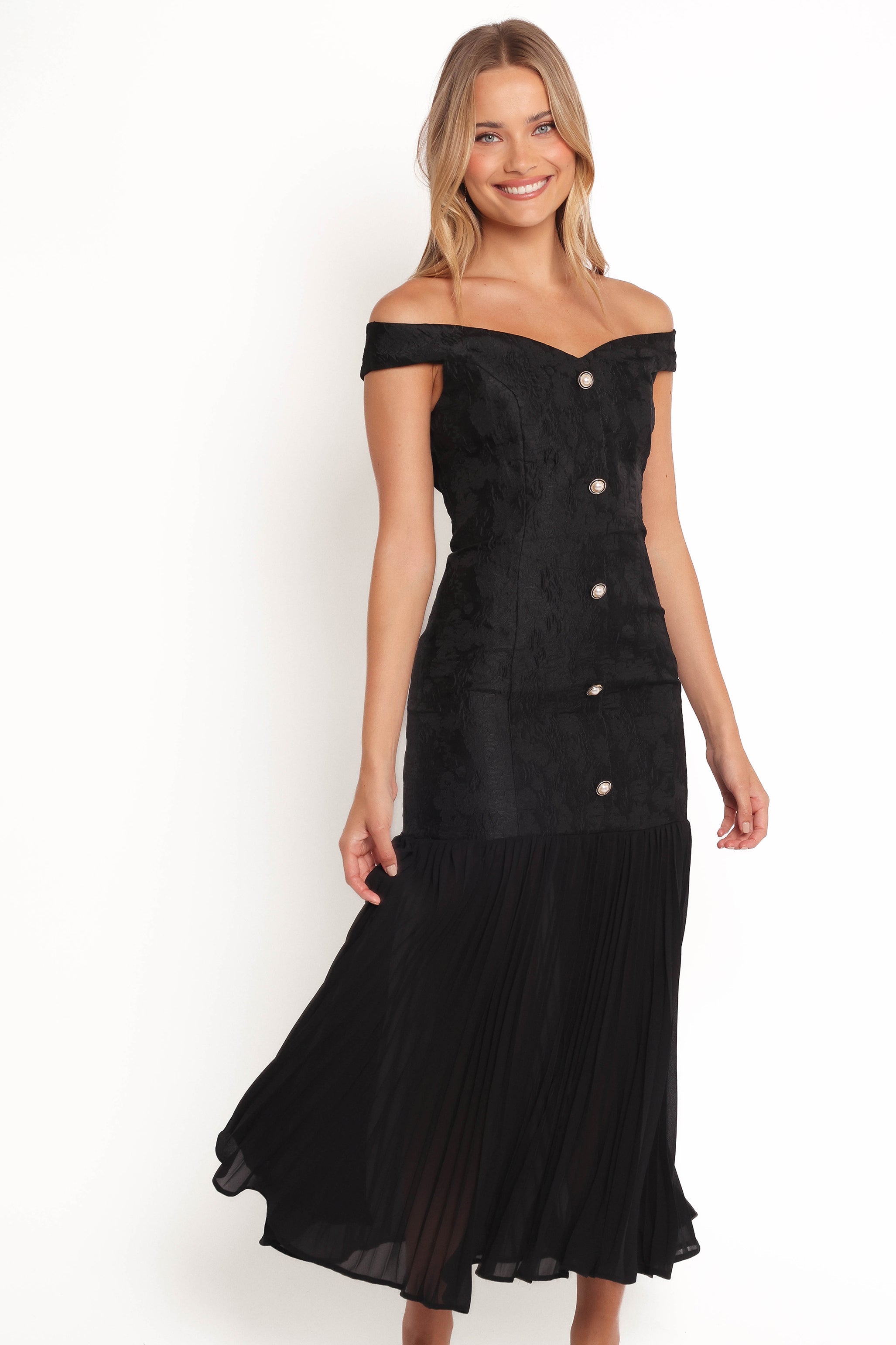 Evelina Black Floral Maxi Dress with Sweetheart Neckline
