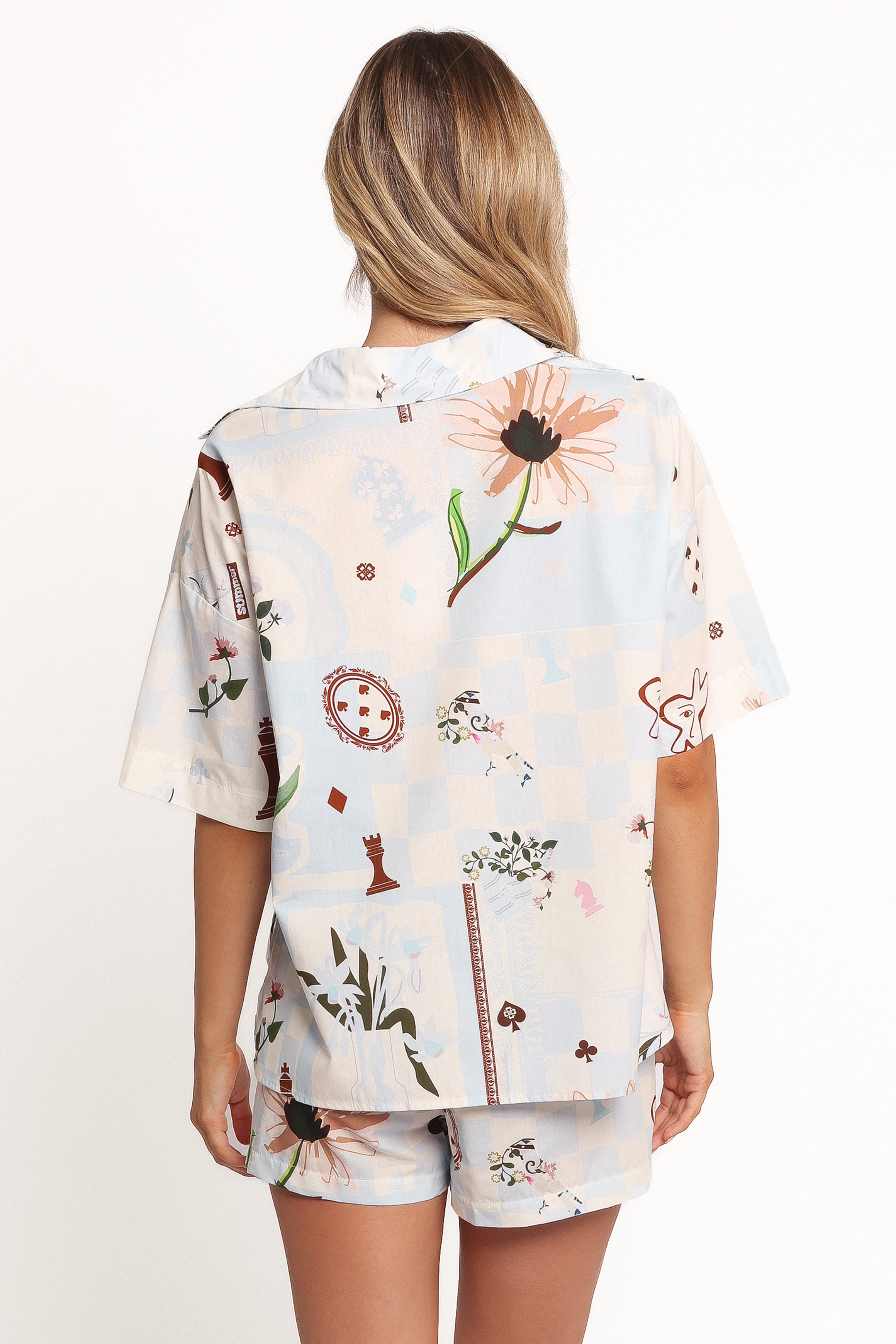 Jaymes Blue Floral Cotton Shirt - Relaxed Fit Short Sleeve