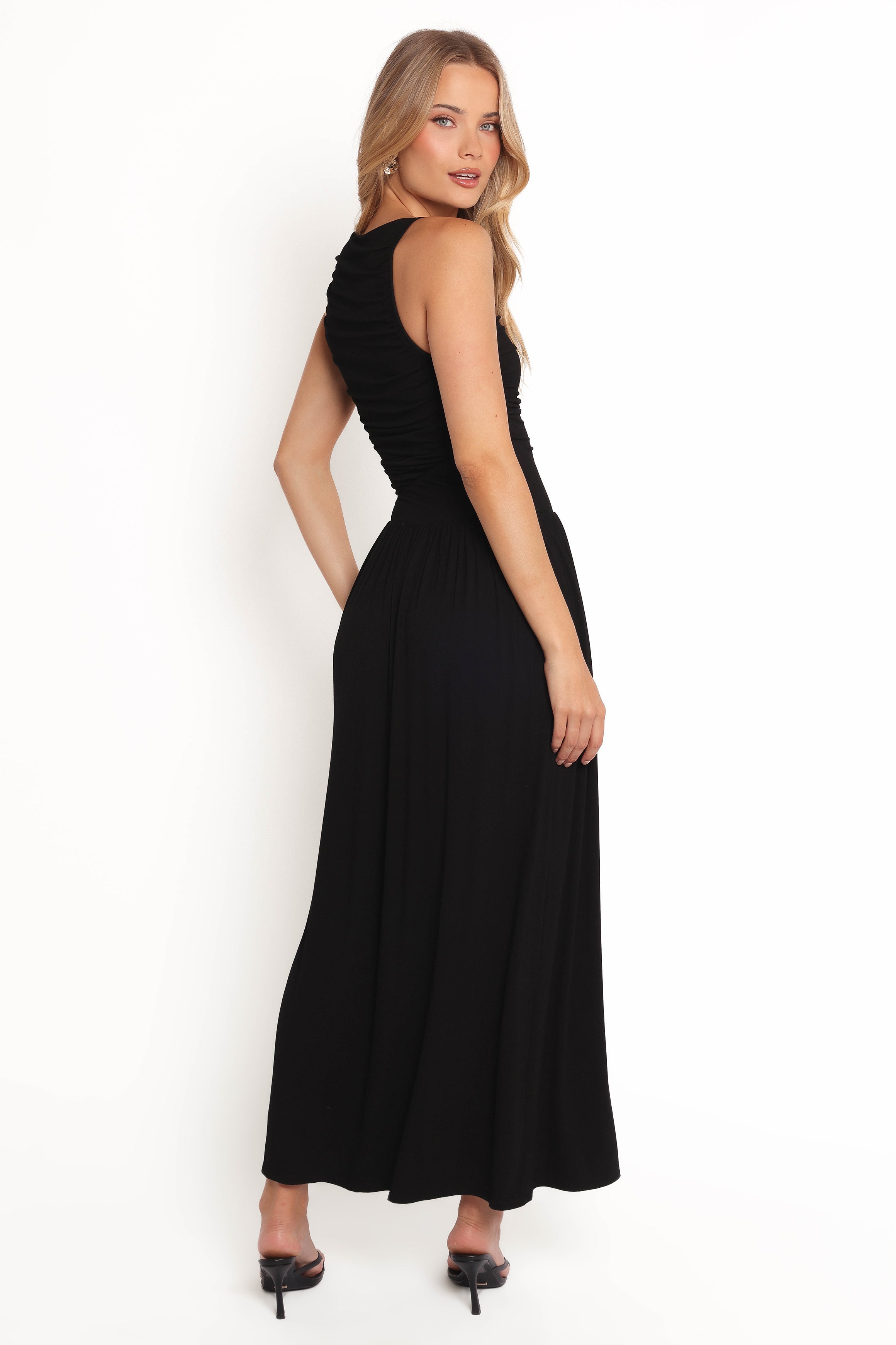 Black Shirley Maxi Dress - Sleeveless A-Line Evening Gown