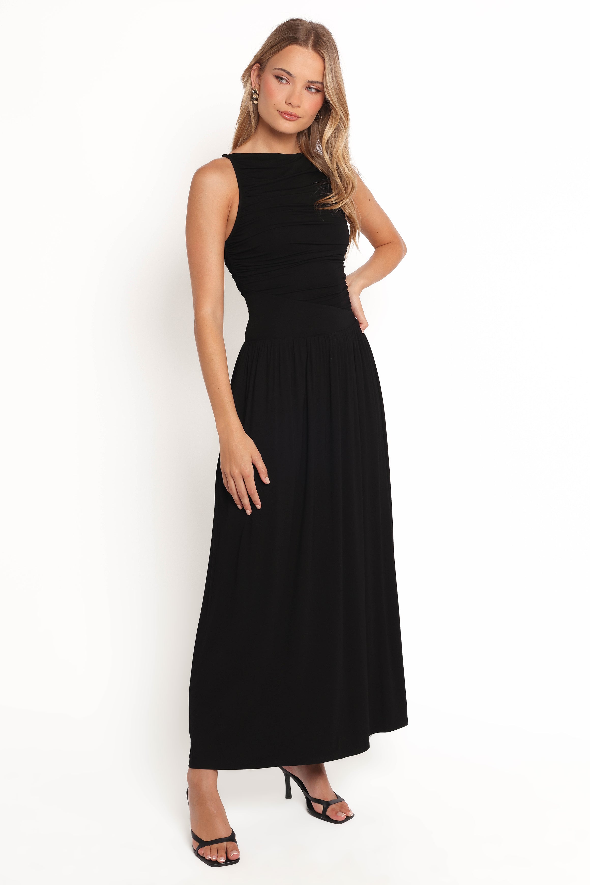 Black Shirley Maxi Dress - Sleeveless A-Line Evening Gown