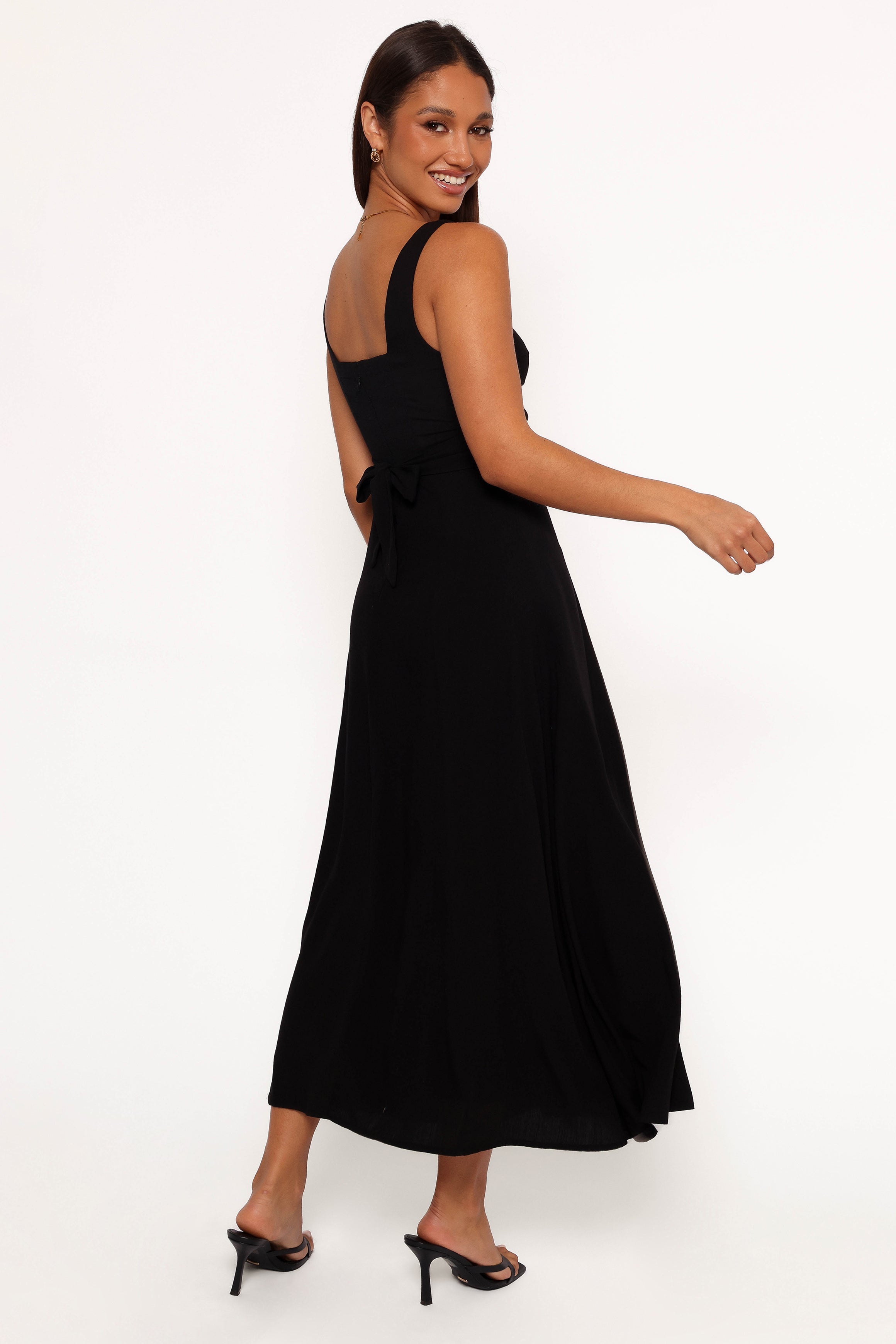 Black V-Neck Midi Dress with Cut-Out Detail - Archer
