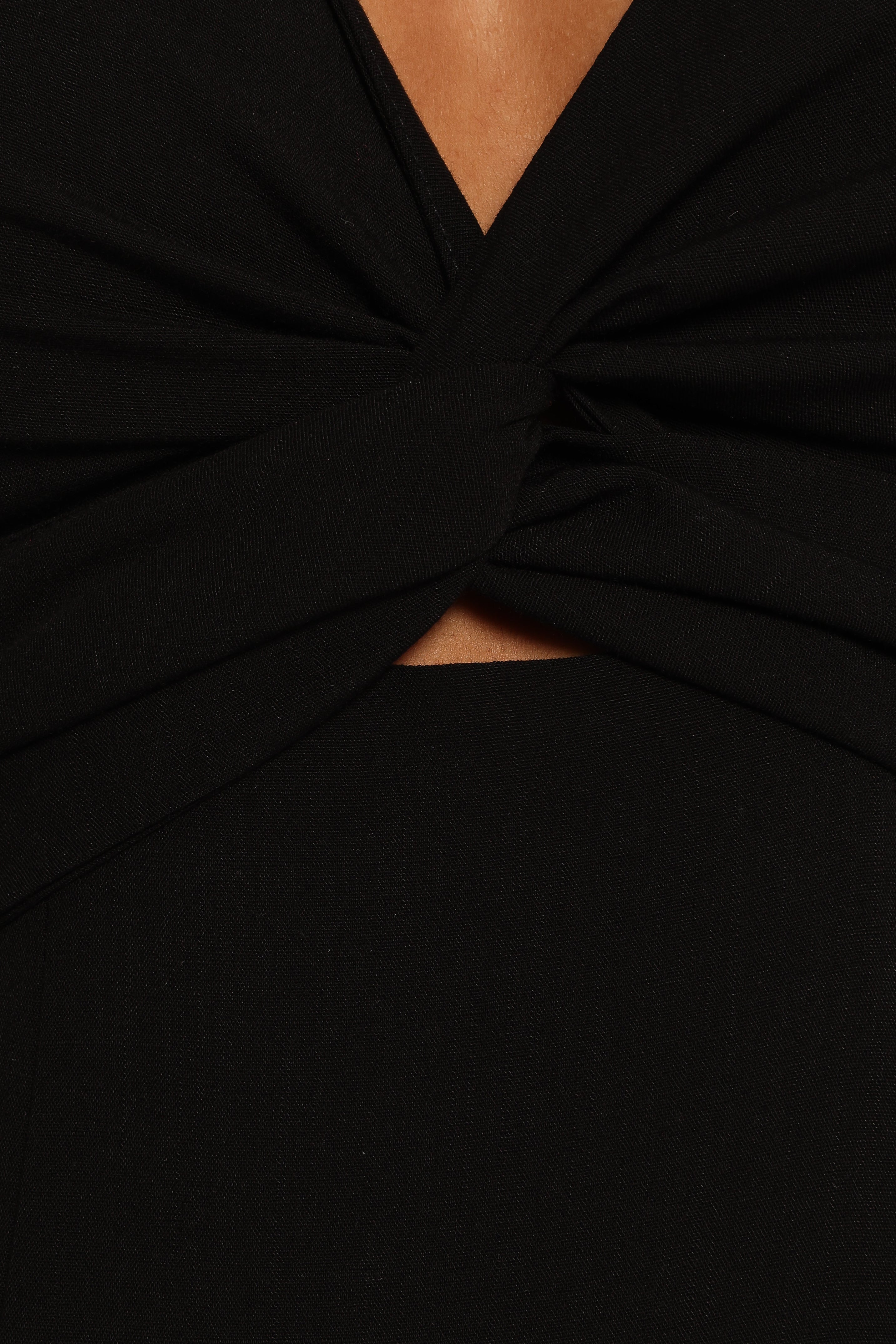 Black V-Neck Midi Dress with Cut-Out Detail - Archer