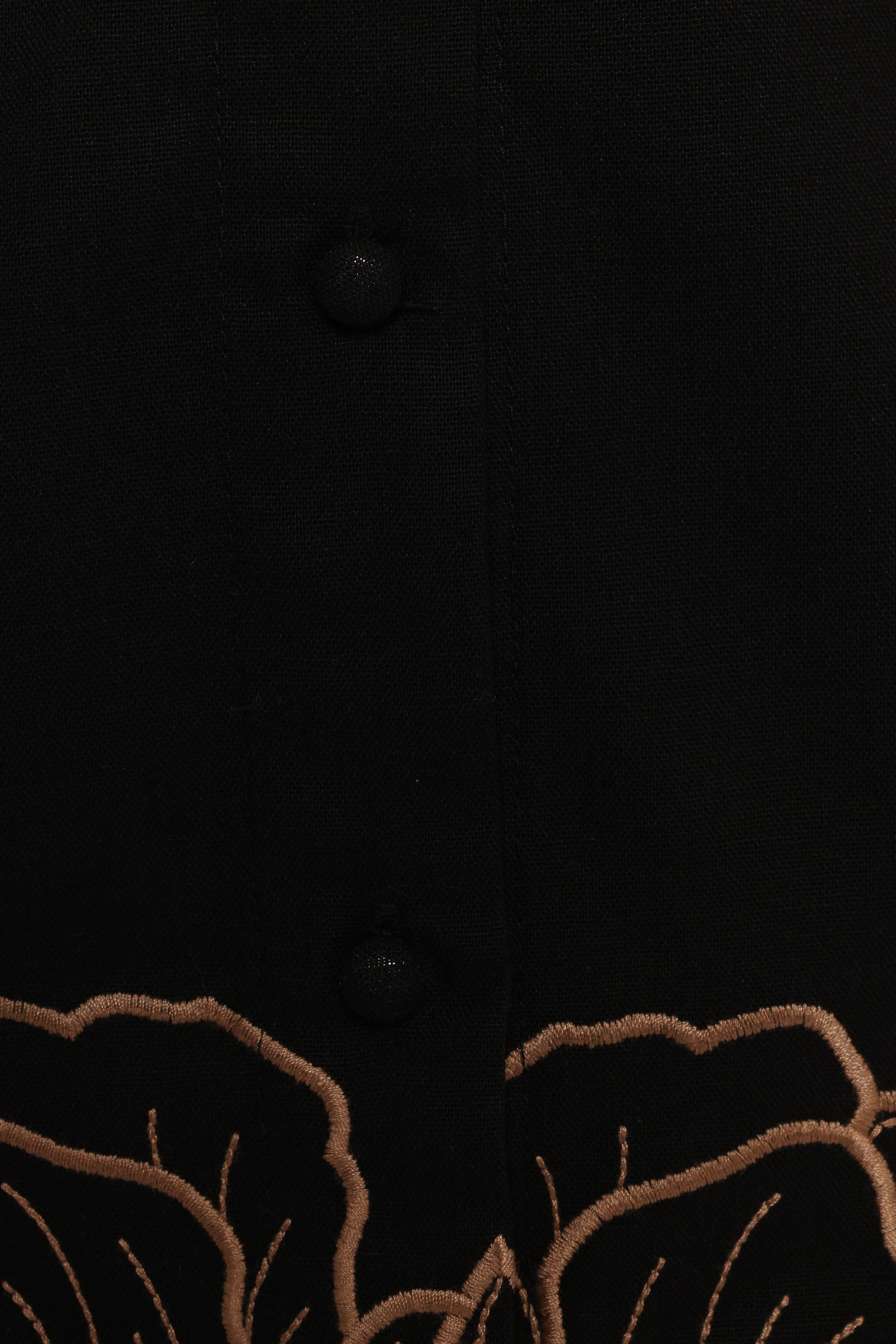Black Jax Mini Dress with Scalloped Hem & Button Front