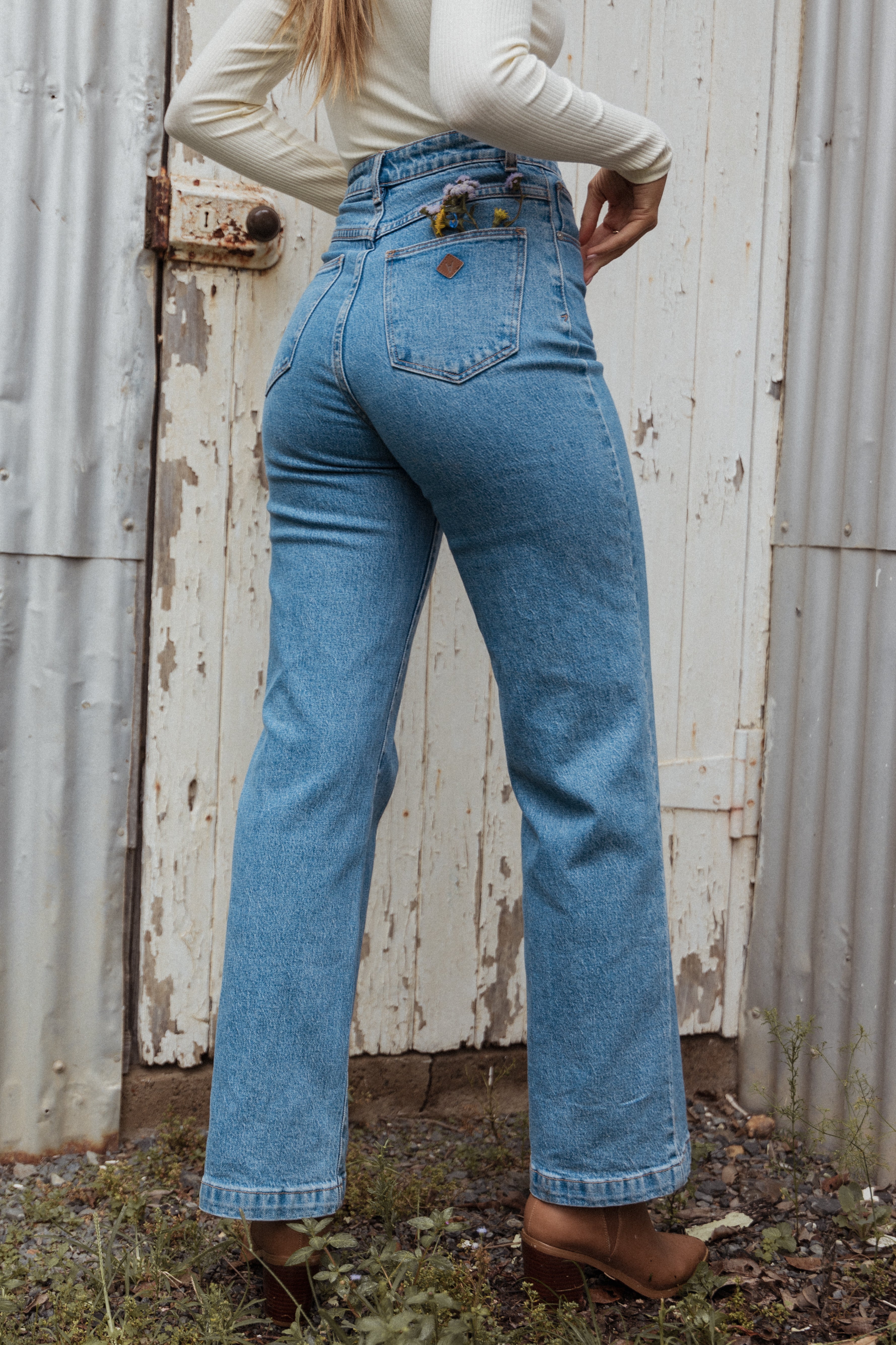 Abrand High Waisted Wide Leg Jeans - 100% Cotton Debbie Style
